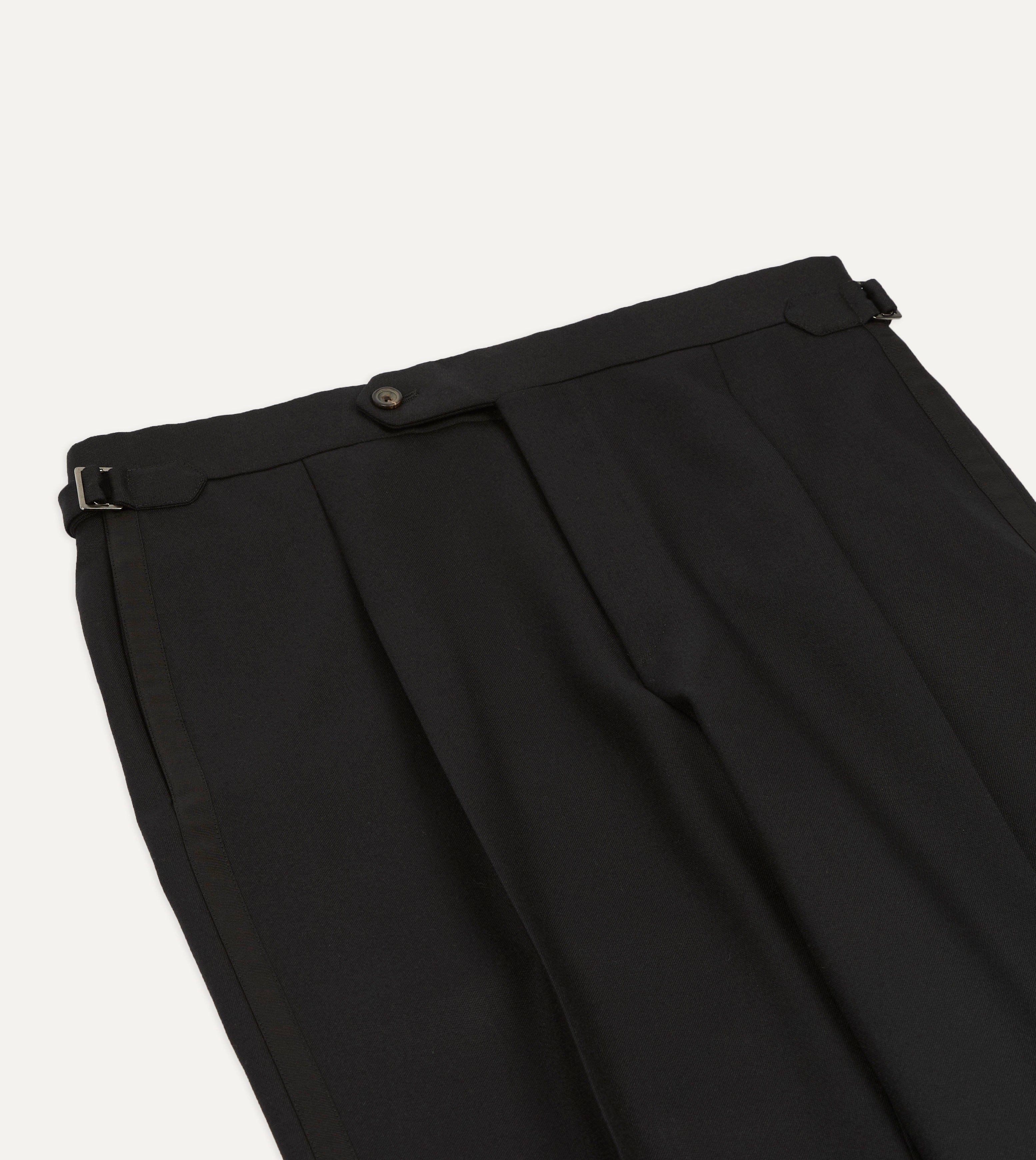 Black Barathea Wool Dinner Trousers - Image 4
