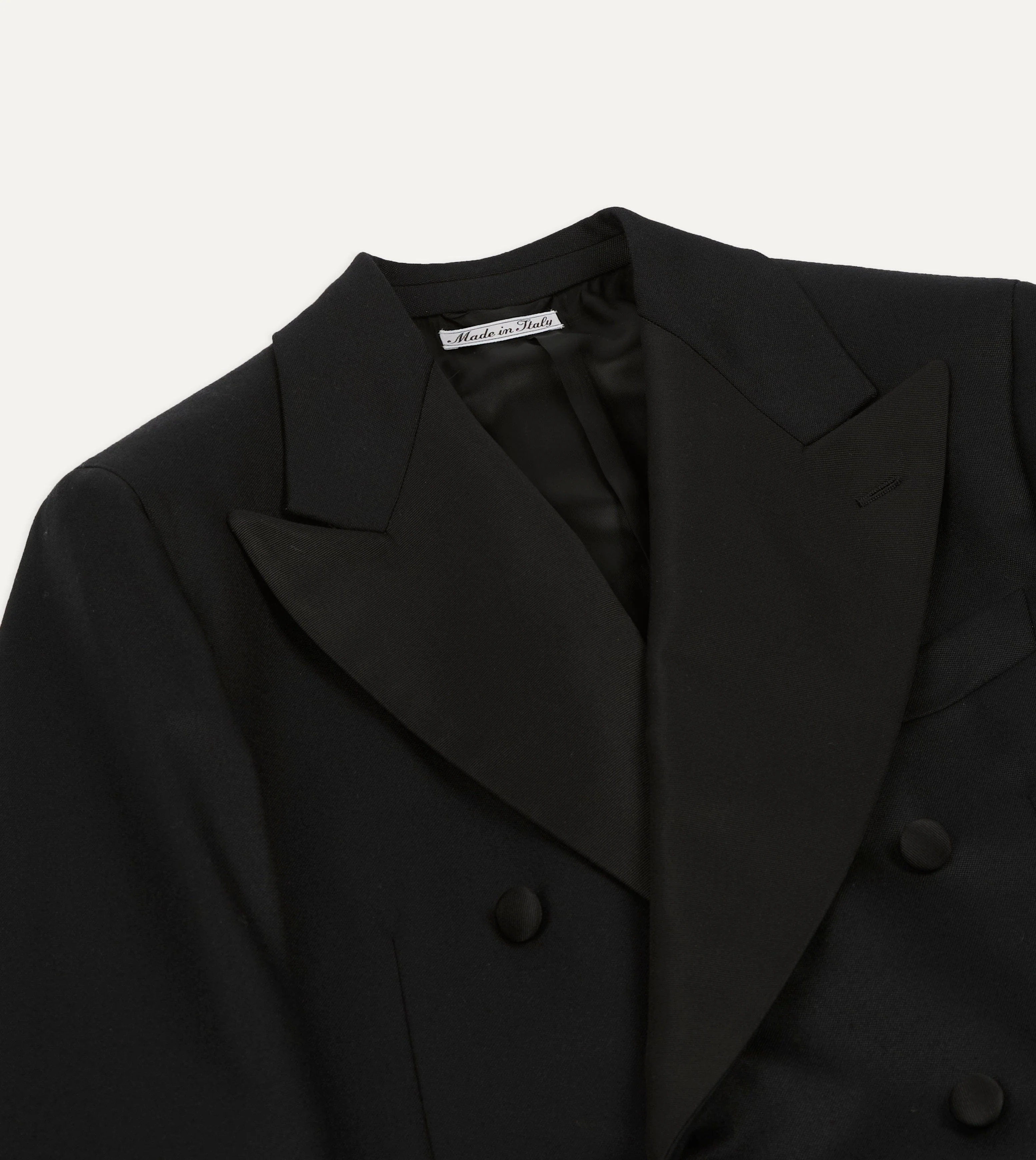 Black Barathea Wool Double-Breasted Dinner Jacket - Image 3