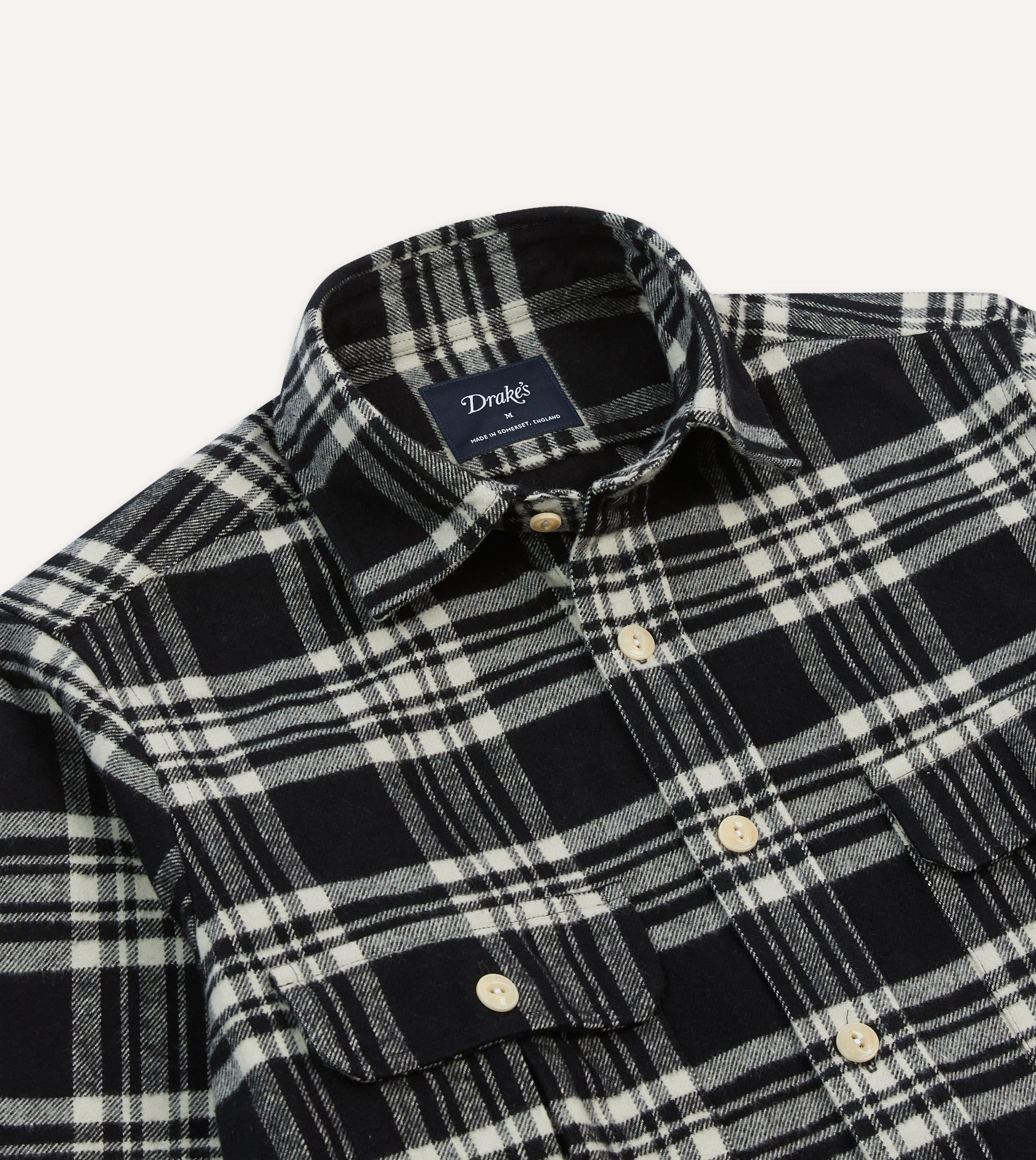 Black Check Cotton Two-Pocket Work Shirt - Image 3