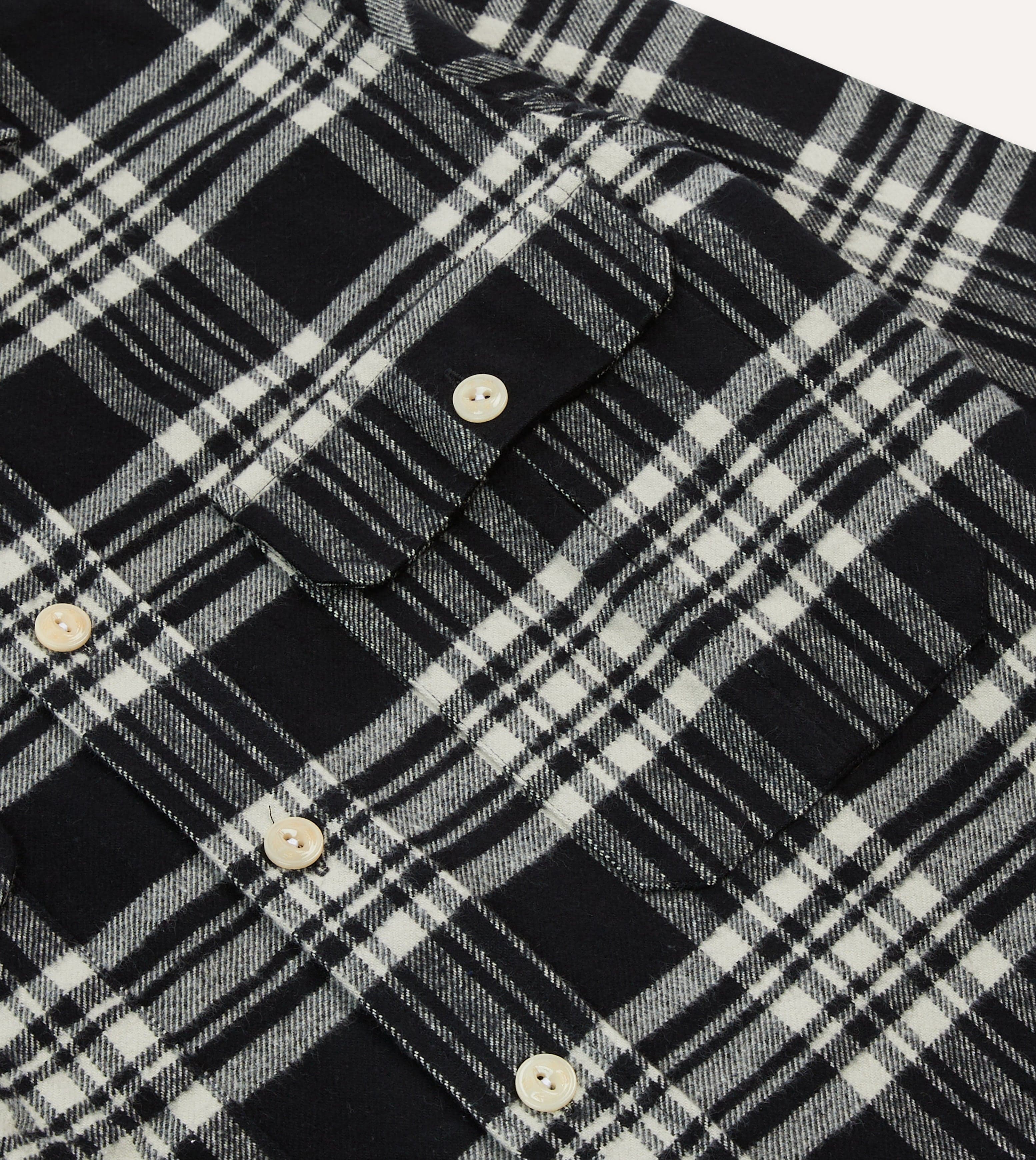 Black Check Cotton Two-Pocket Work Shirt - Image 4