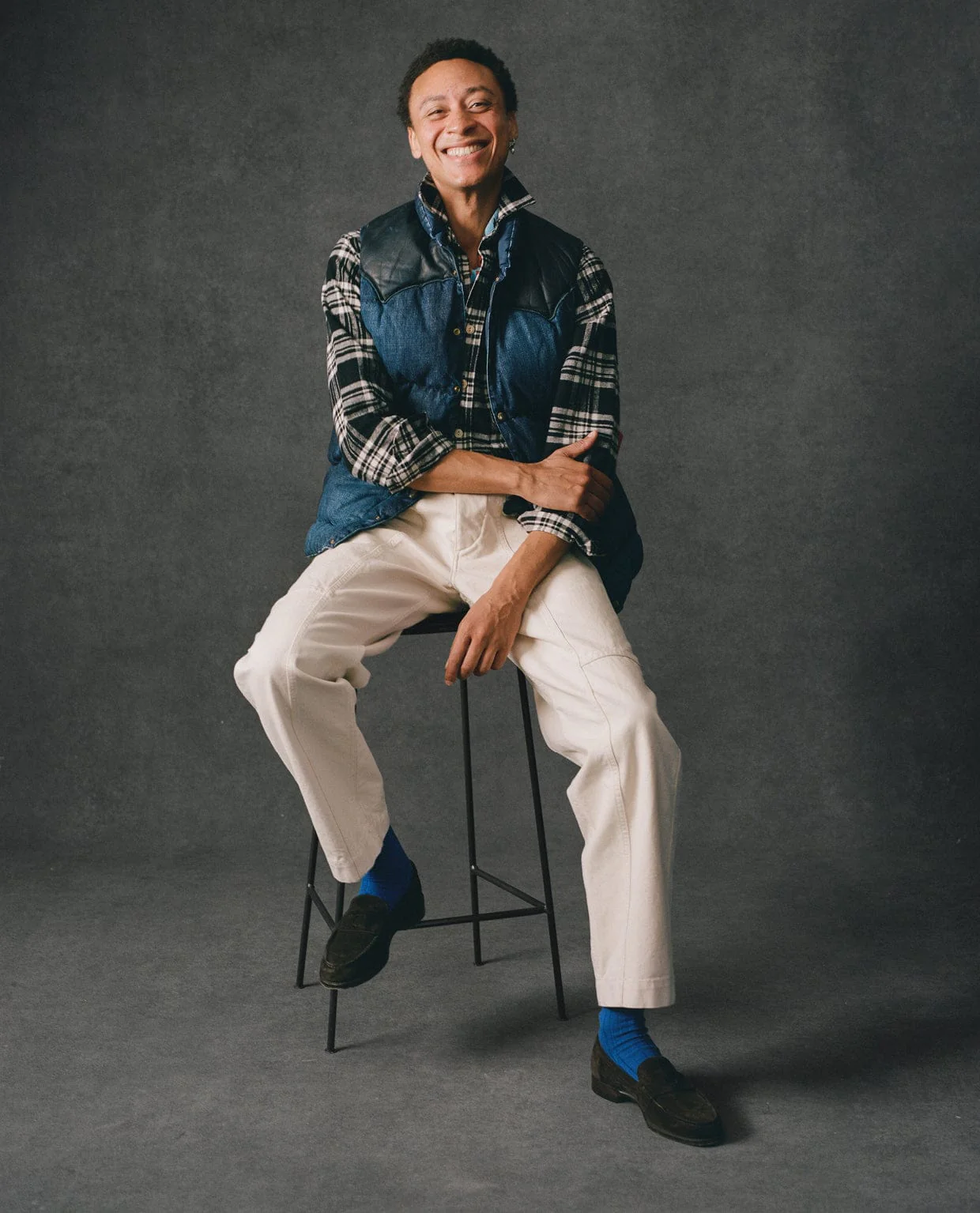 Black Check Cotton Two-Pocket Work Shirt - Image 7