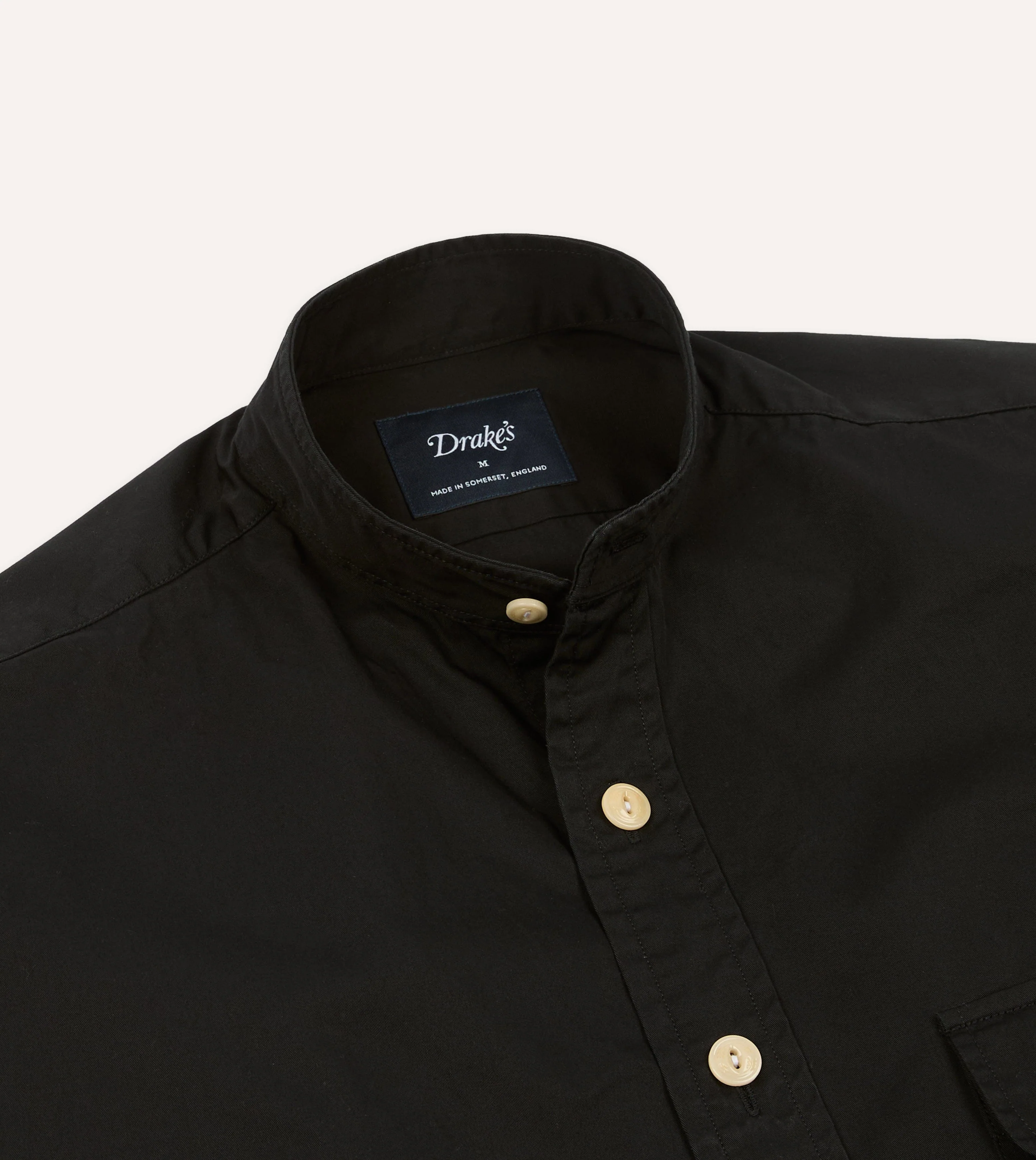 Black Cotton Mandarin Collar Shirt - Image 4