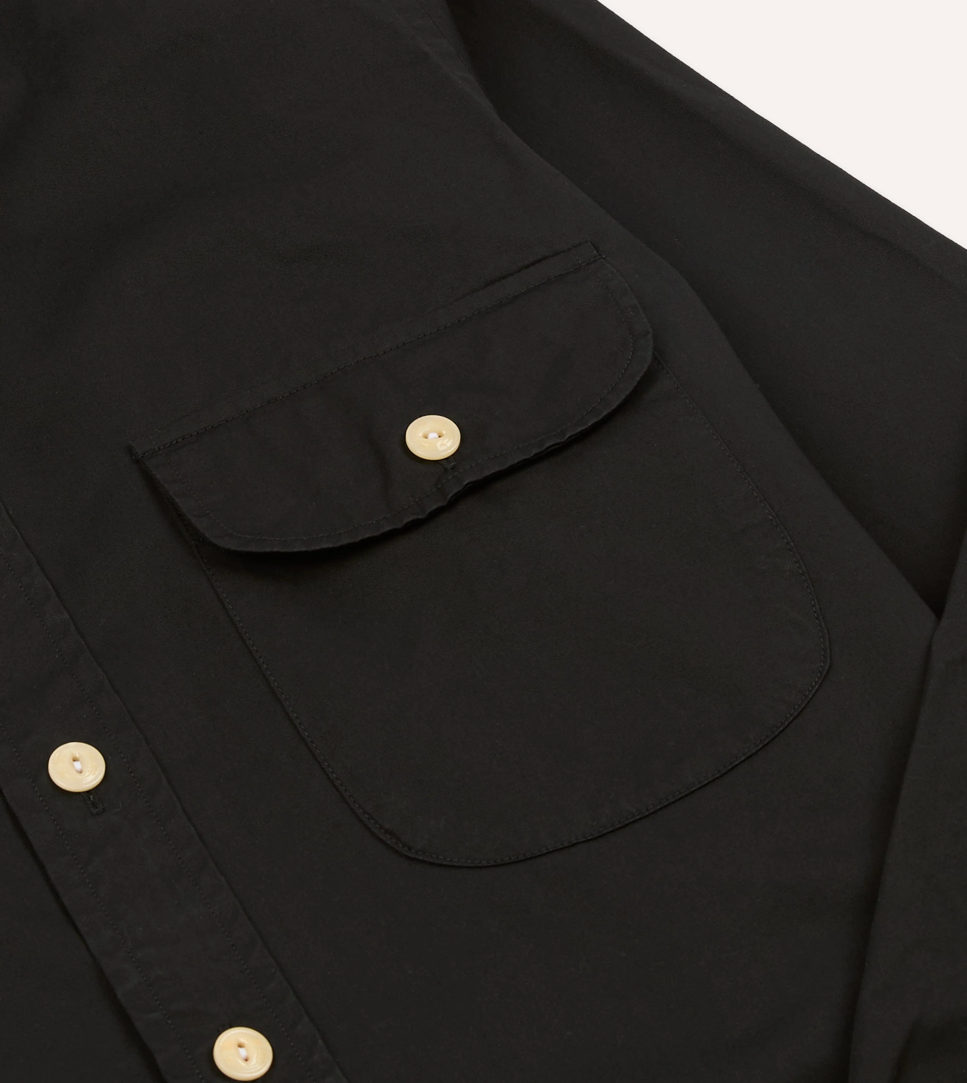 Black Cotton Mandarin Collar Shirt - Image 5