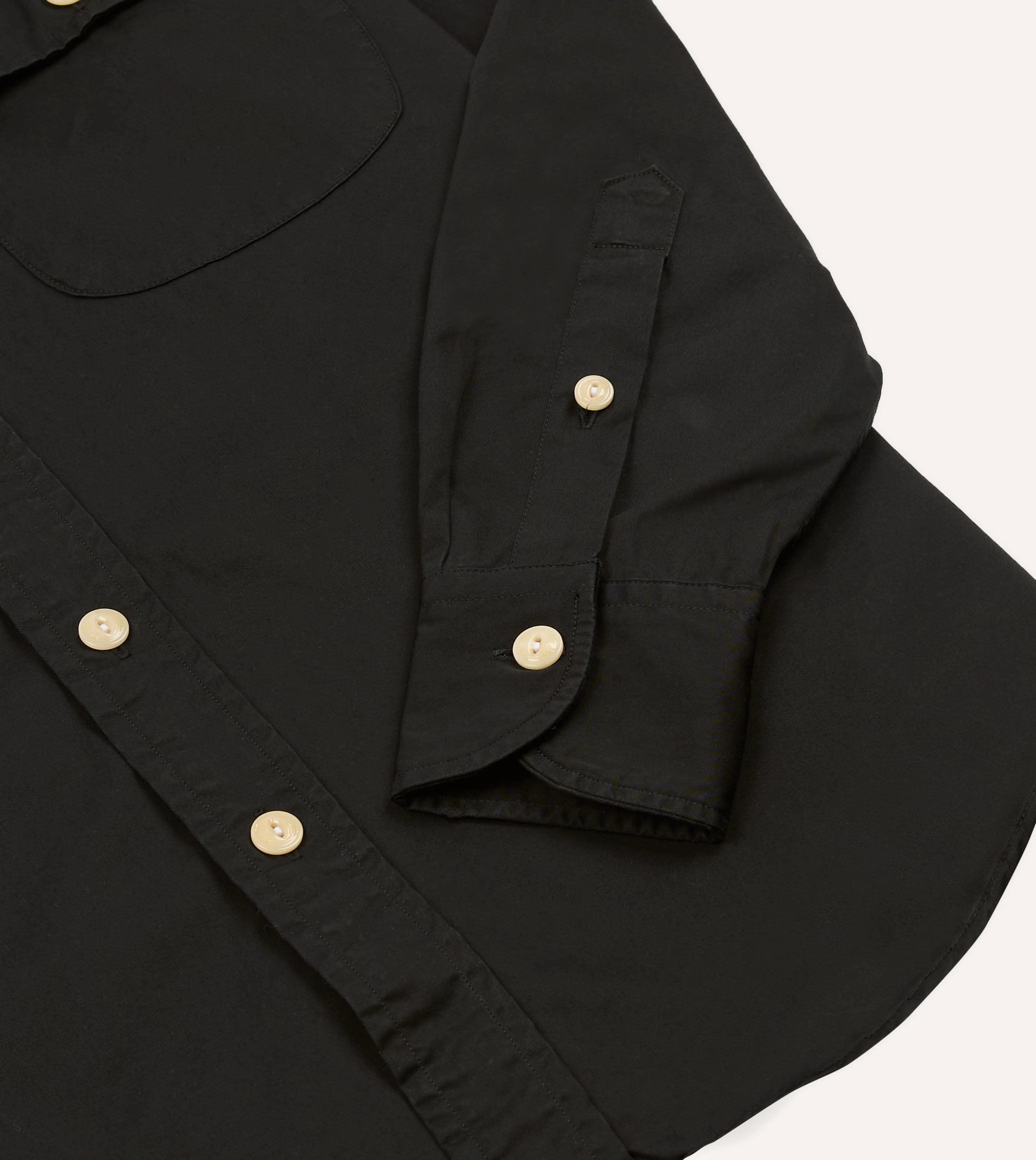 Black Cotton Mandarin Collar Shirt - Image 6