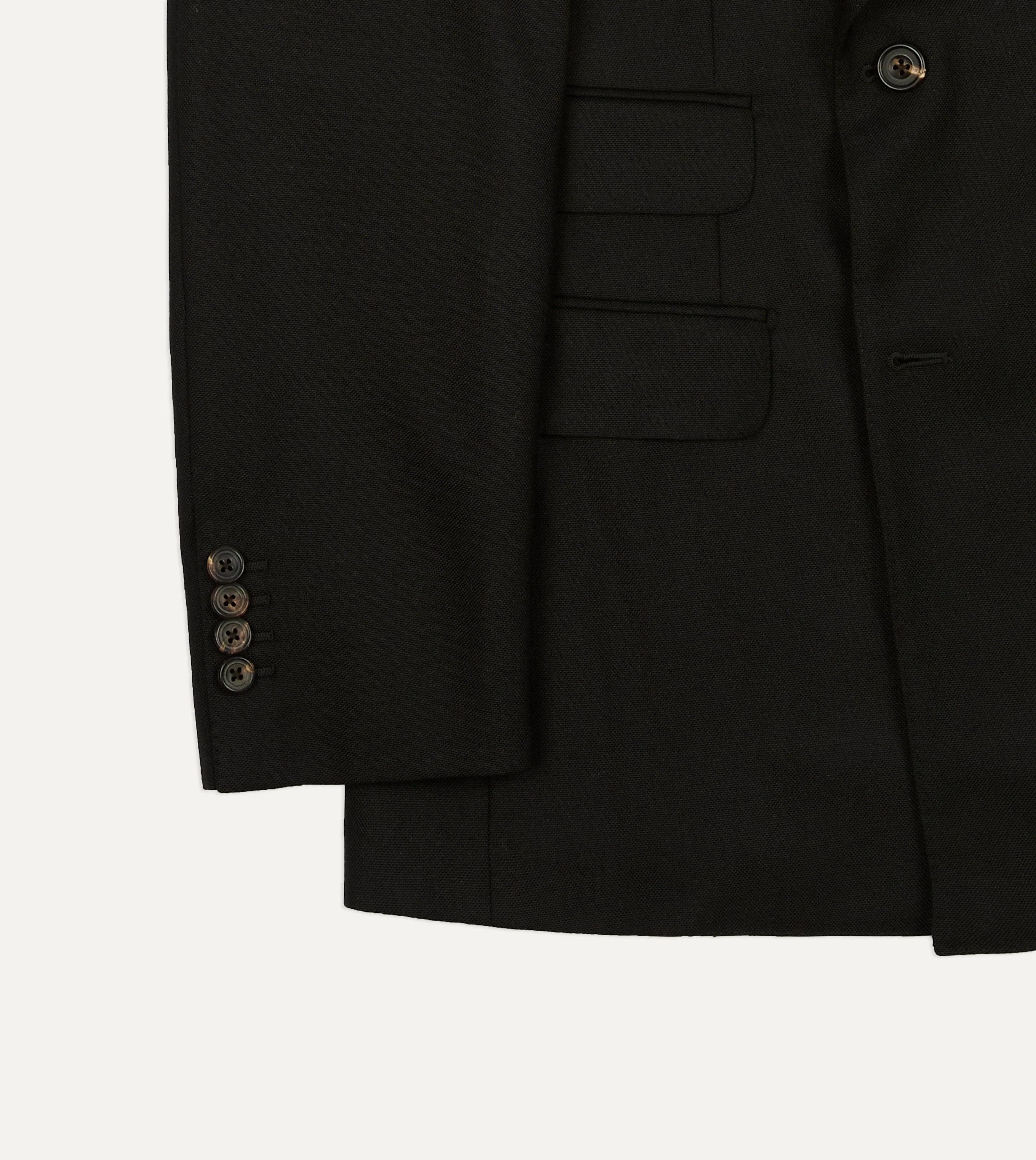 Black Fresco® Wool Double-Breasted Tailored Jacket - Image 6