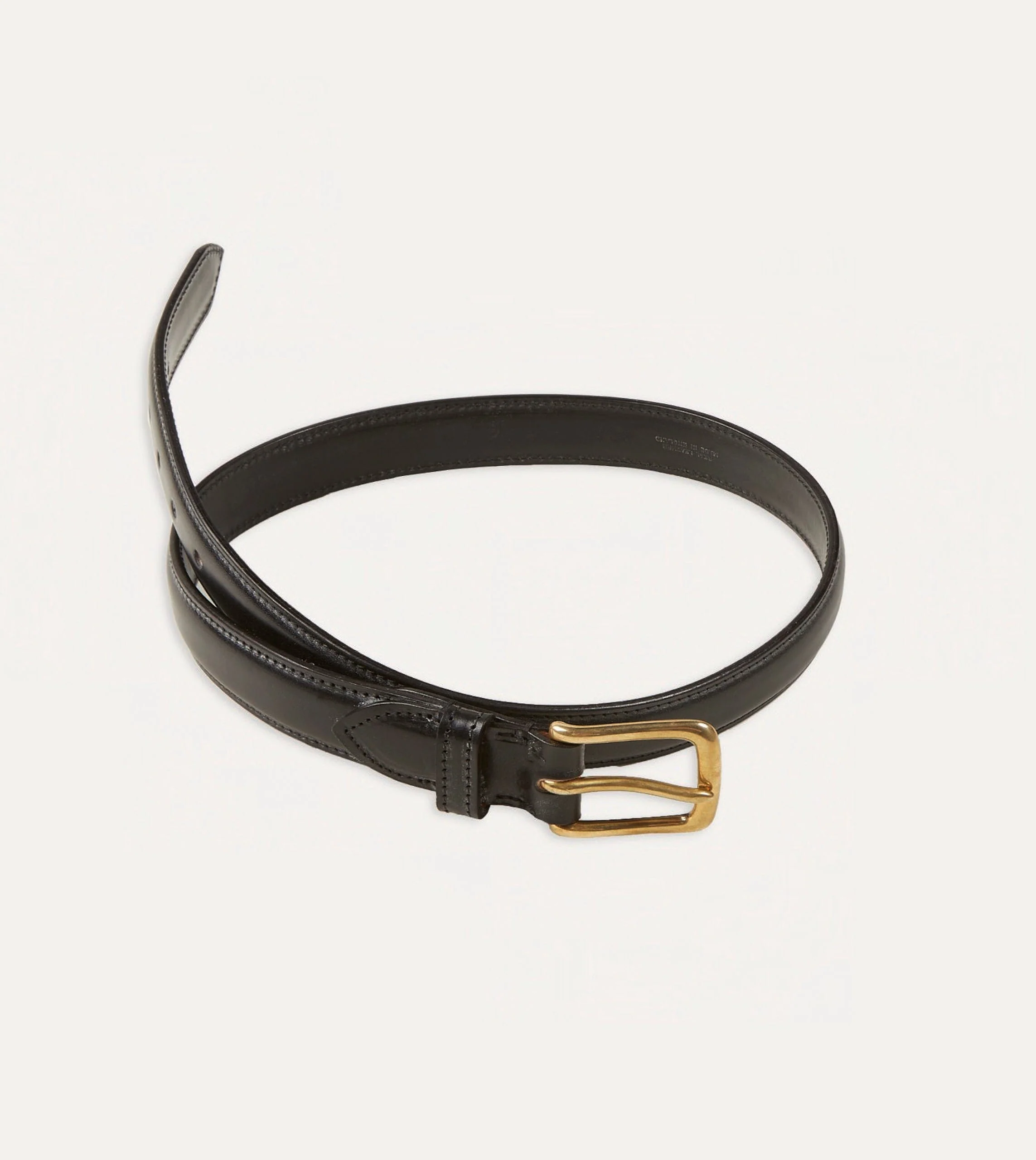 Black Fully Lined Bridle Leather Belt with Brass Buckle - Image 5