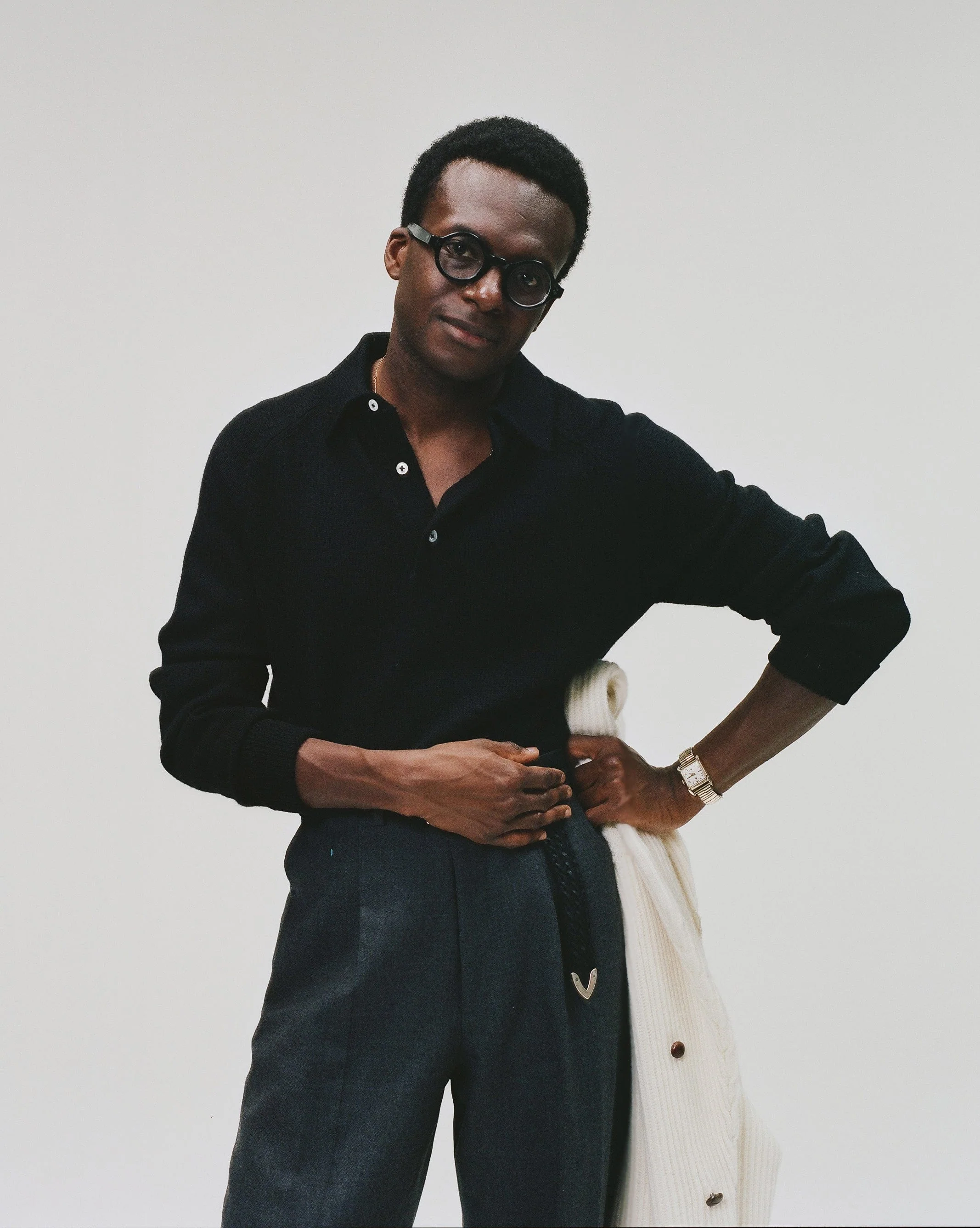 Black Merino Wool Knitted Polo - Image 6
