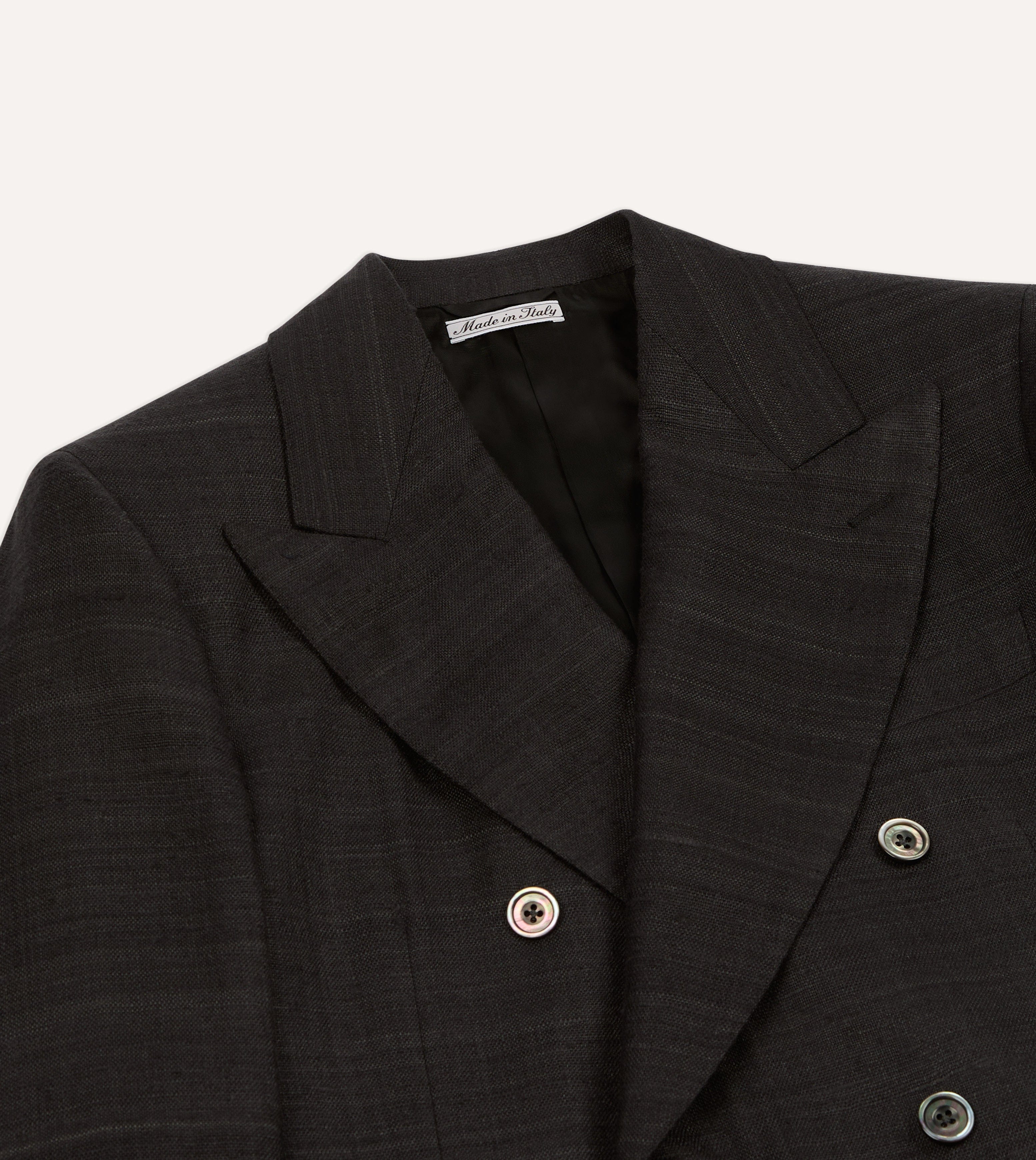 Black Tussah Silk Double-Breasted Evening Jacket - Image 3