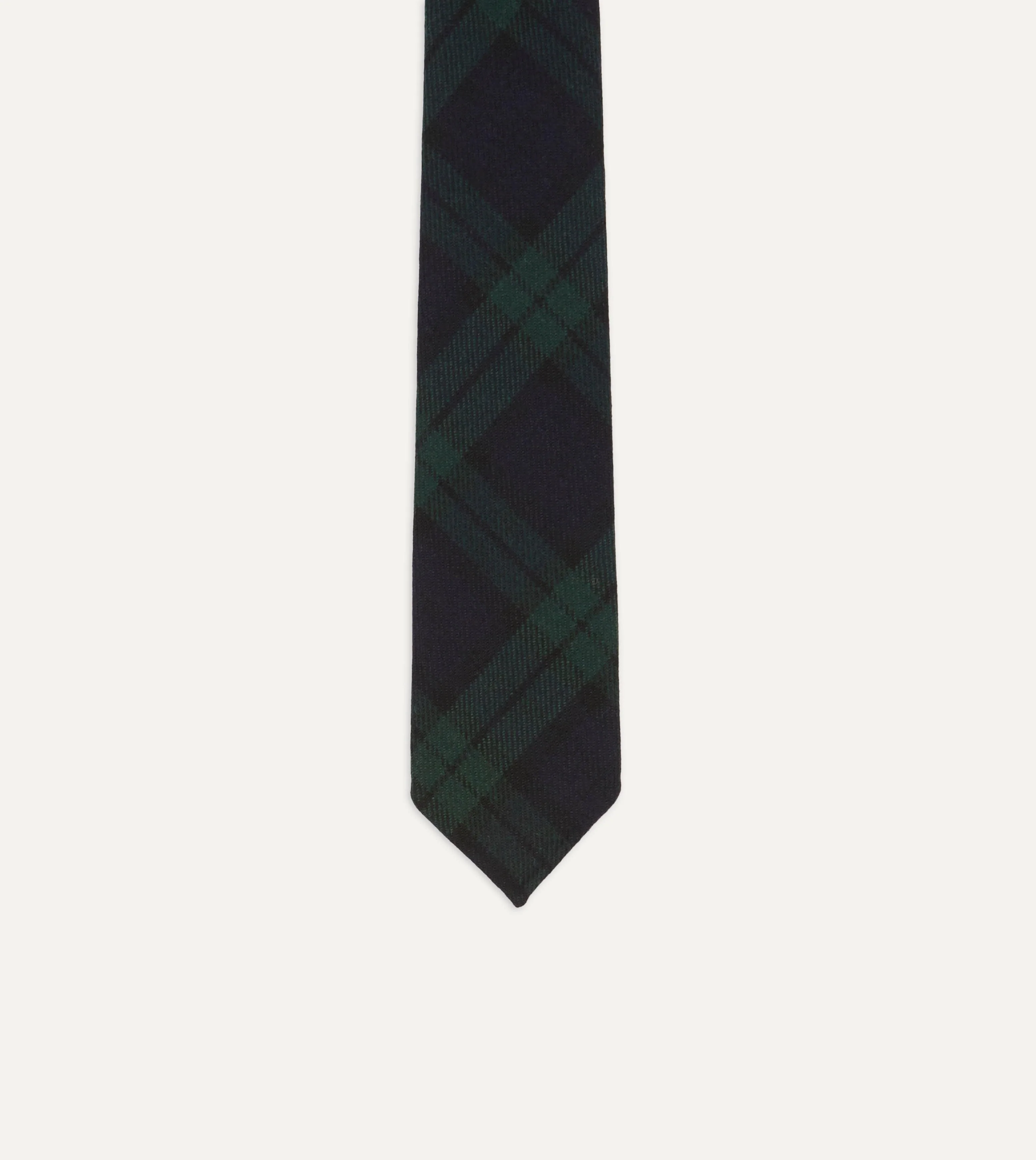 Blackwatch Check Hand Rolled Wool Tie - Image 3
