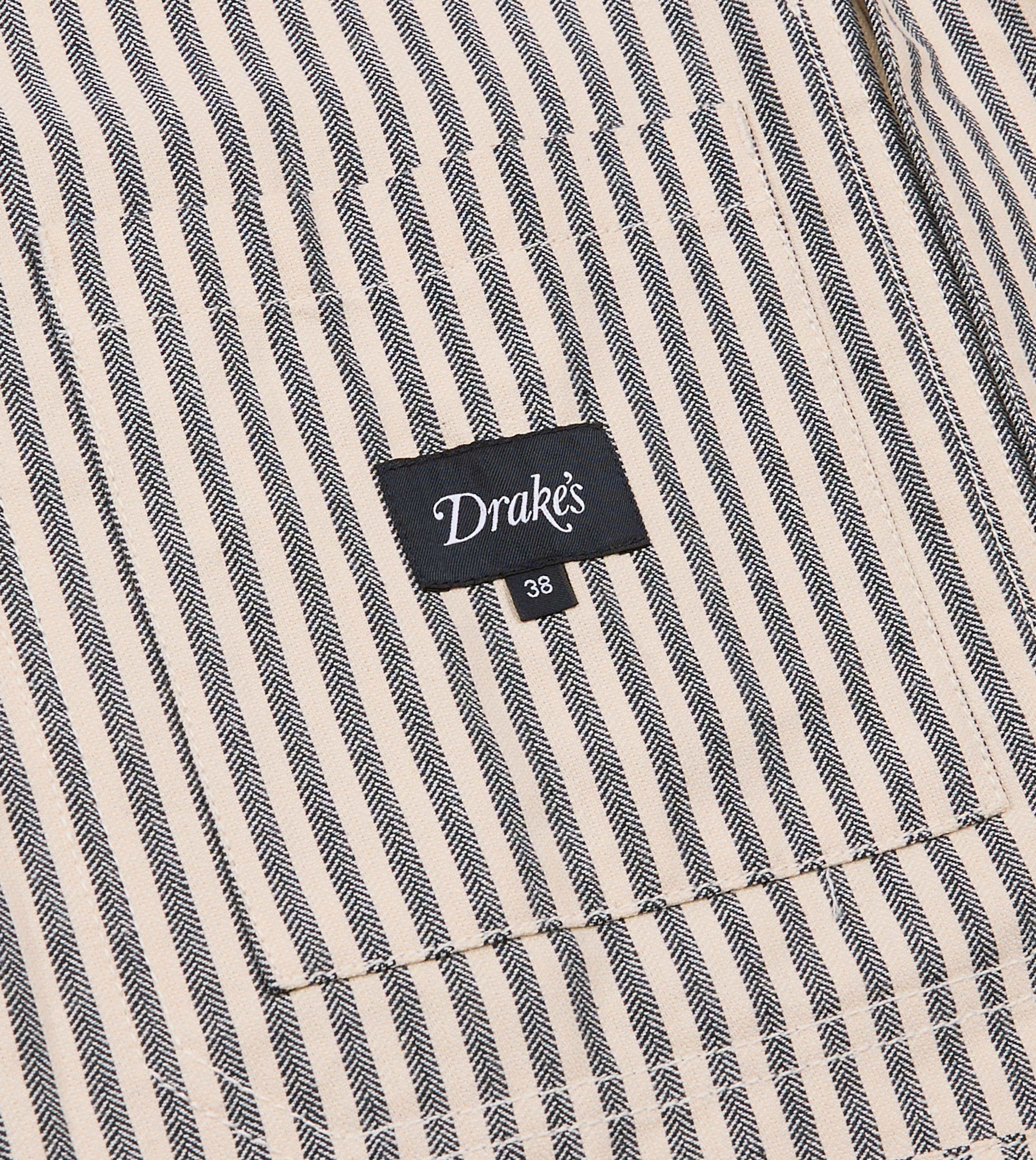 Blue and Ecru Stripe Cotton-Linen Deck Chore Jacket - Image 6