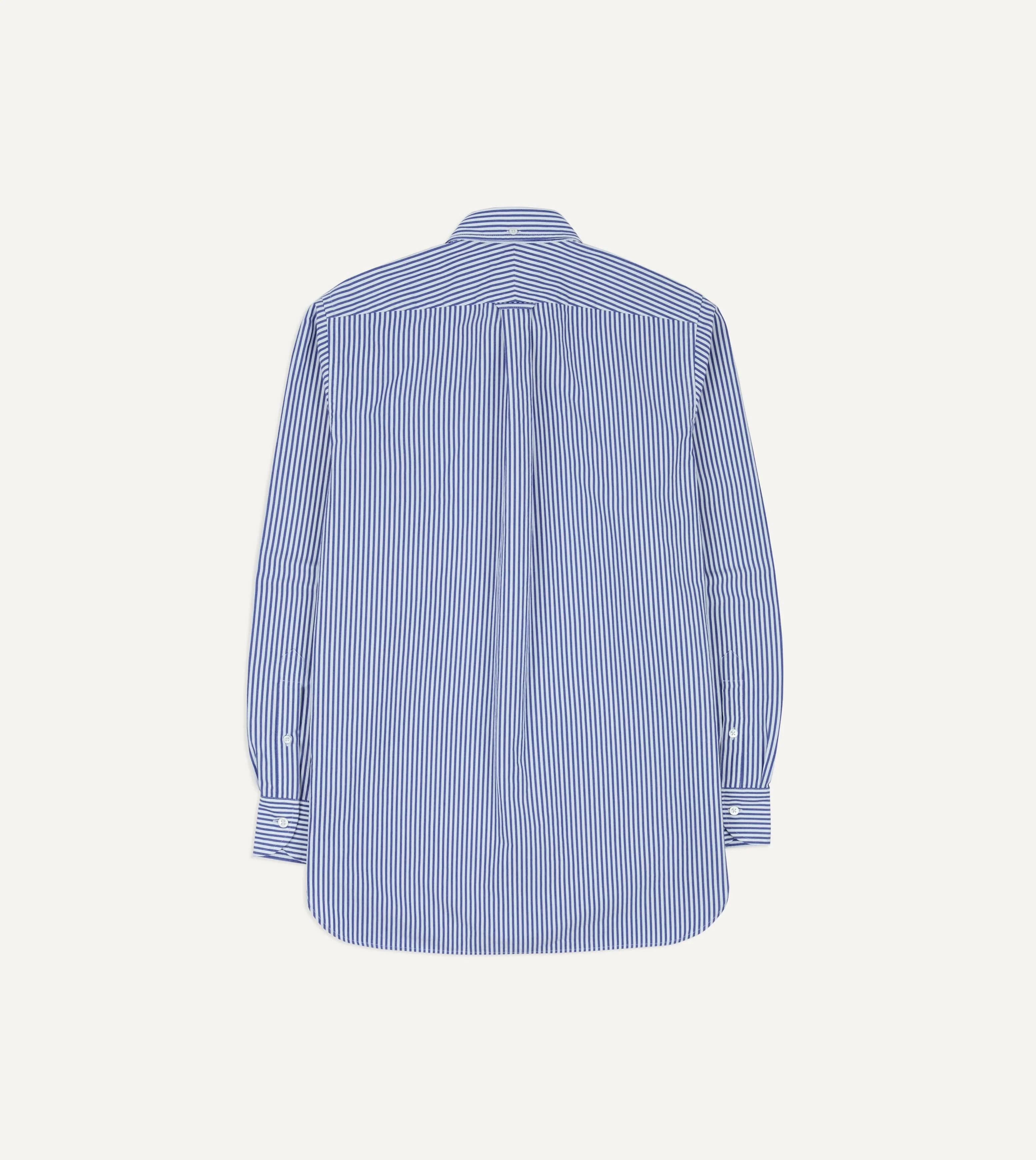 Blue and White Stripe Button-Down Collar Fob Pocket Shirt - Image 7