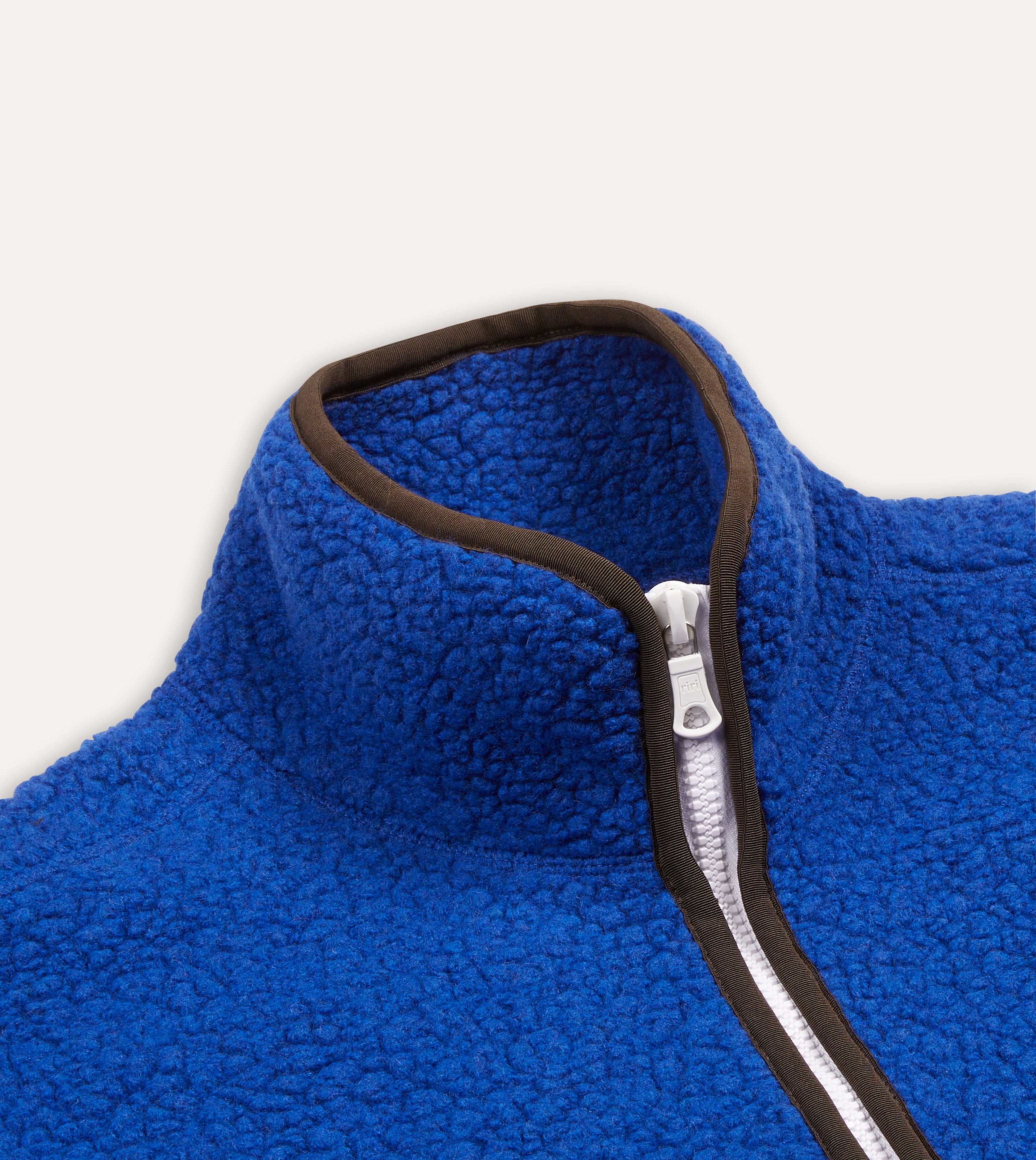 Blue Boucle Wool Zip Fleece Jacket - Image 6