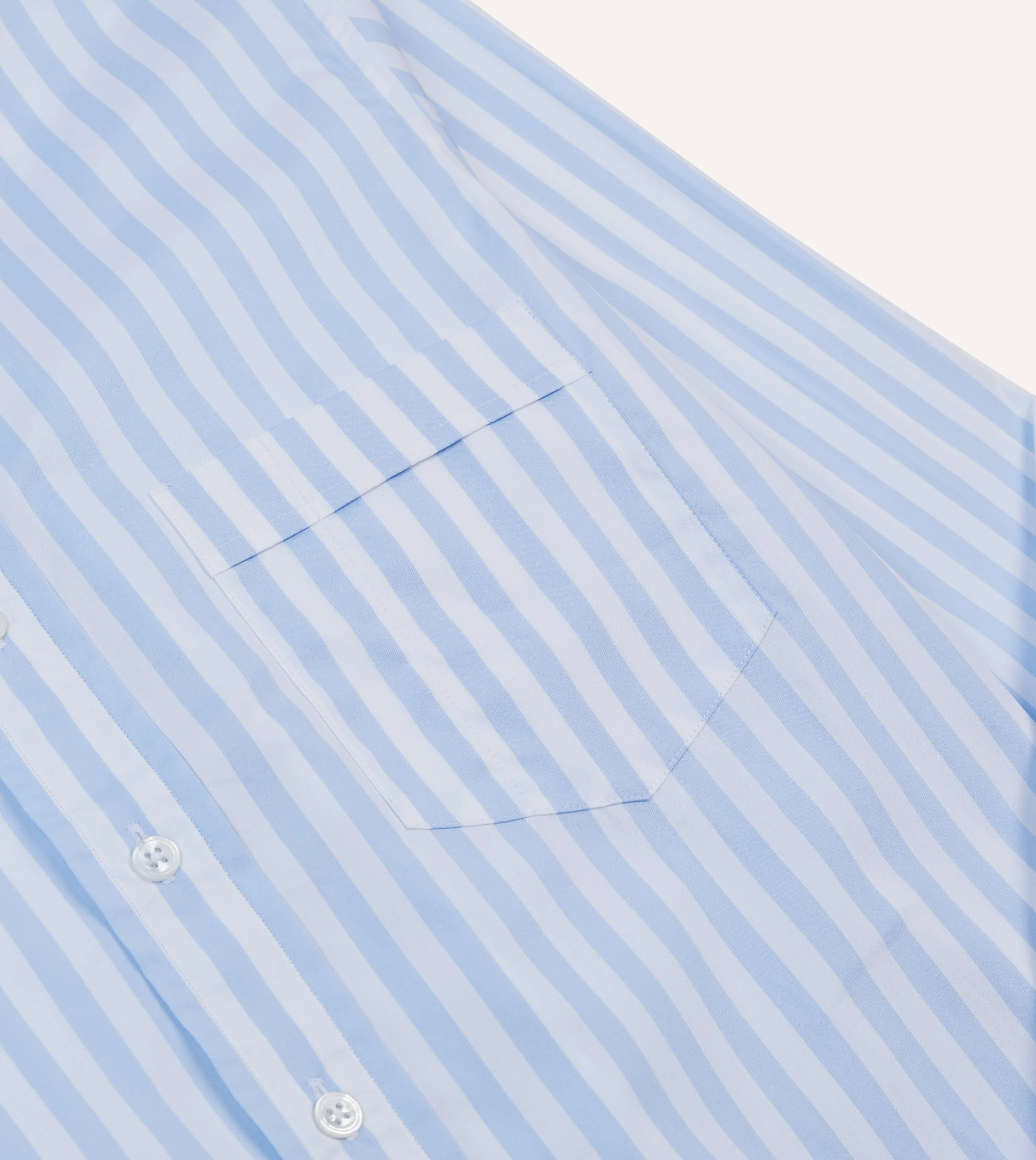Blue Broad Stripe Cotton Poplin Button-Down Shirt - Image 4