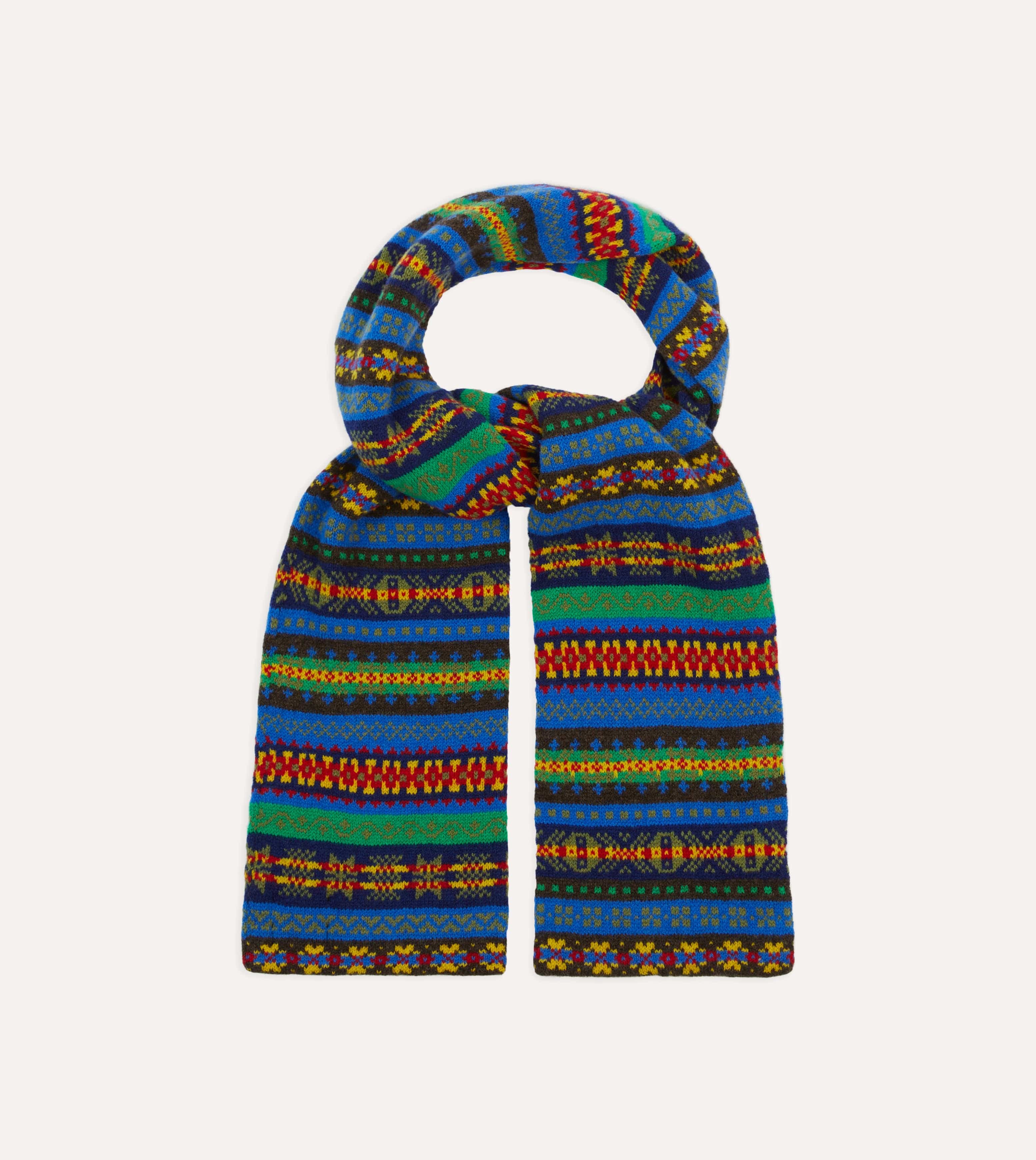 Blue Fair Isle Lambswool Scarf - Image 4