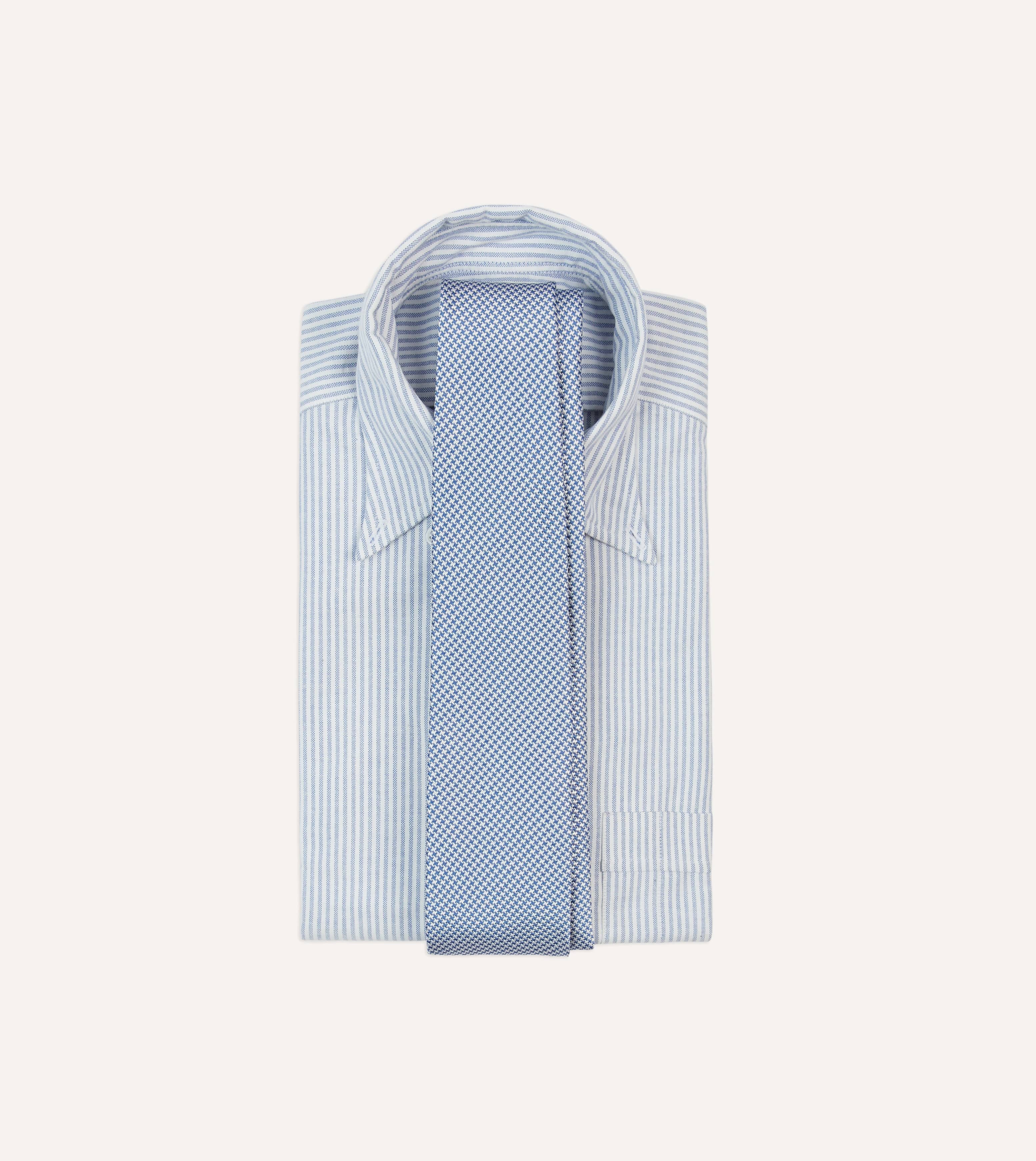 Blue Houndstooth Mogador Silk Tipped Tie - Image 2