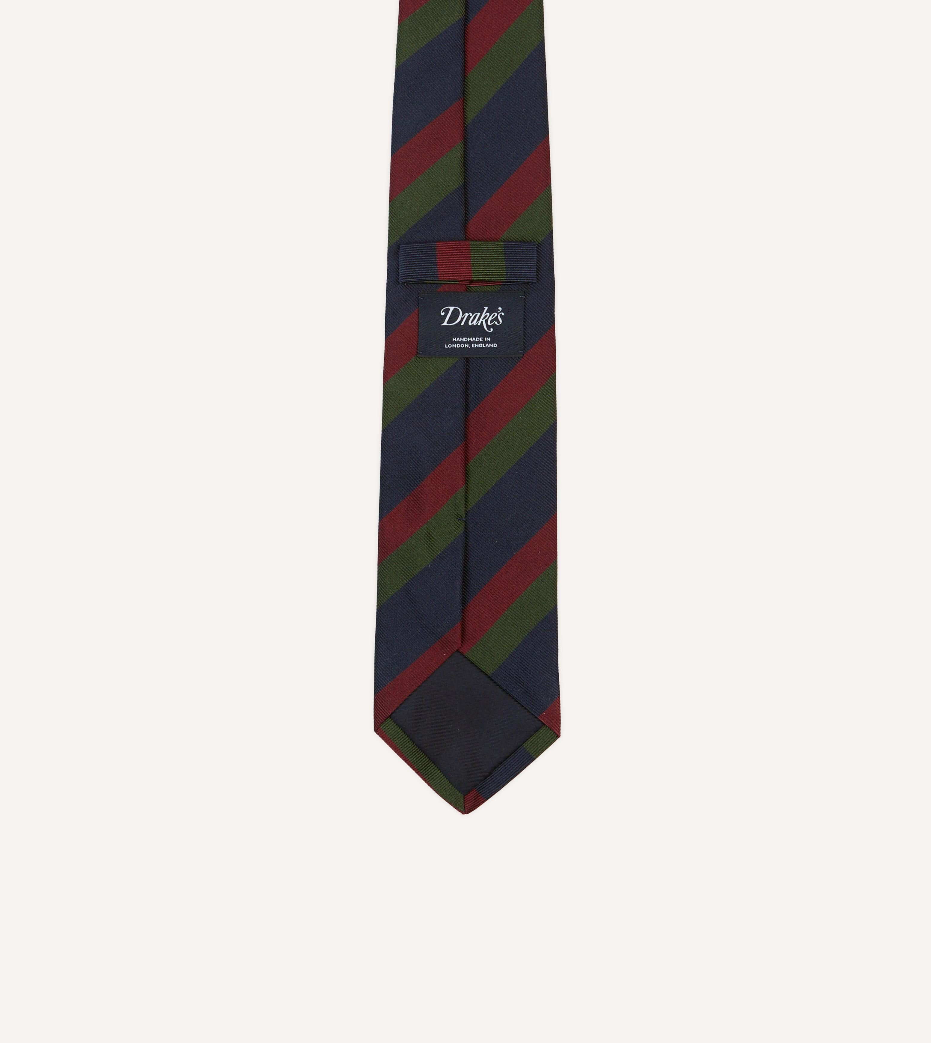 Blue, Red and Green Broad Stripe Repp Silk Tipped Tie - Image 4