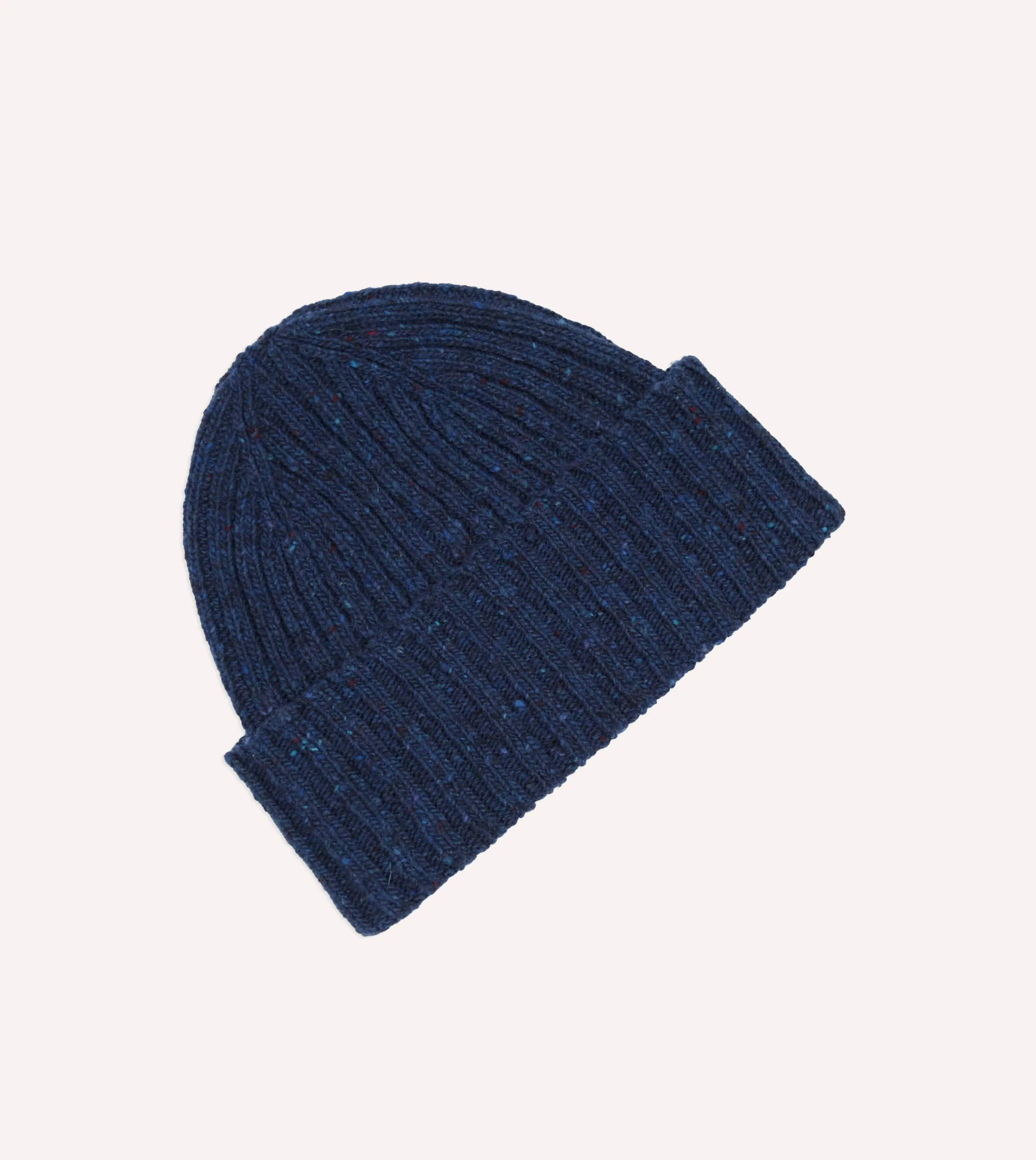 Blue Ribbed Merino Donegal Knit Cap - Image 3