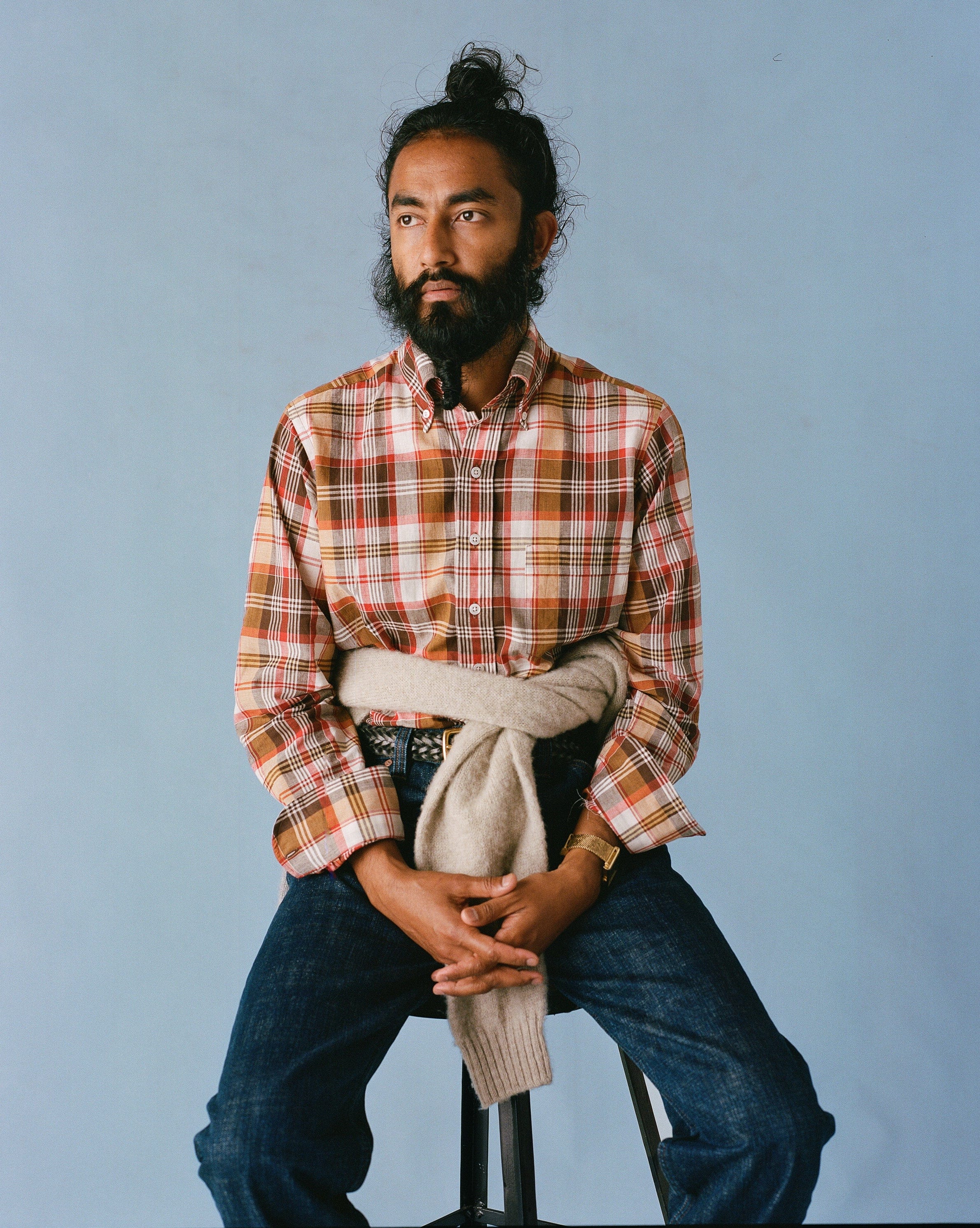 Brown and Red Madras Check Cotton Button-Down Shirt - Image 7