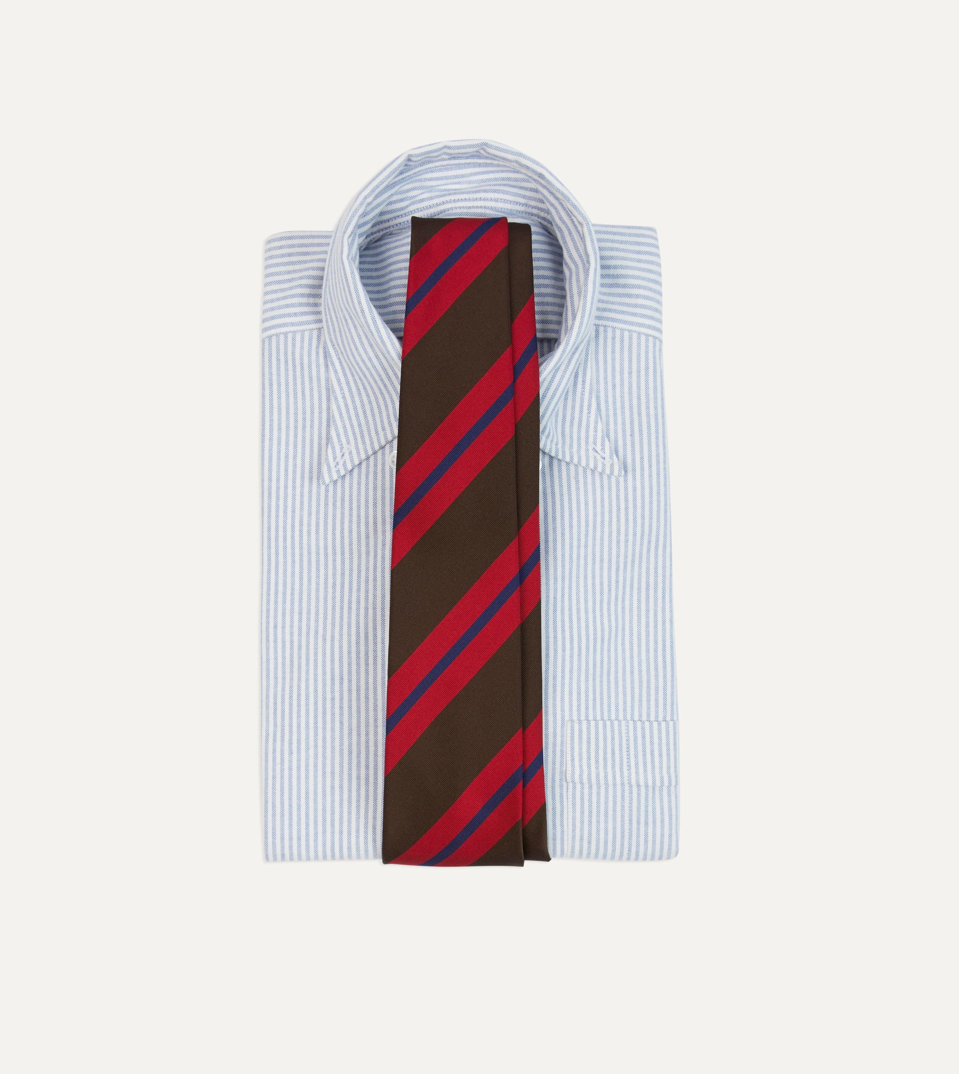 Brown and Red Stripe Mogador Silk Tipped Tie - Image 2