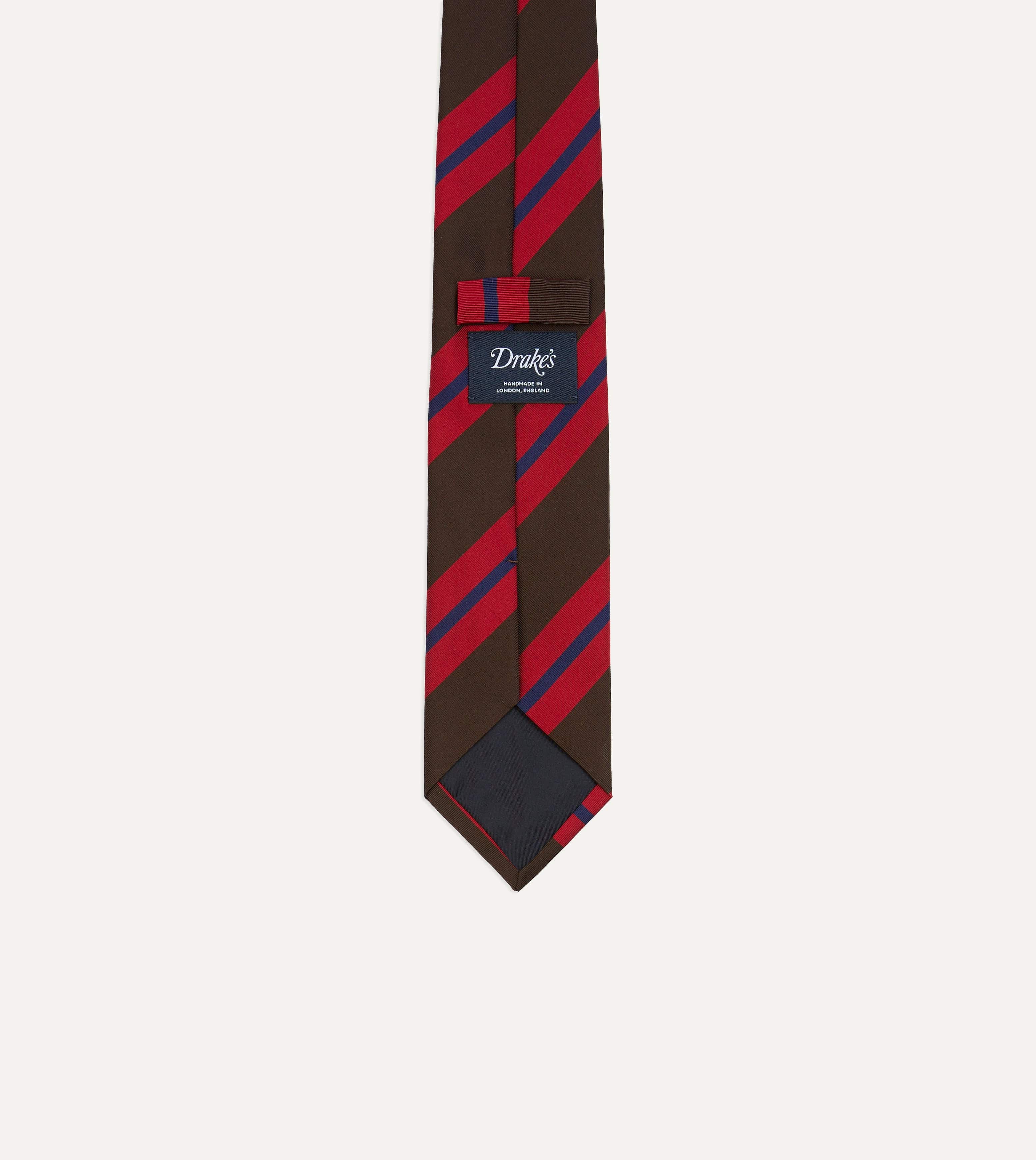 Brown and Red Stripe Mogador Silk Tipped Tie - Image 4