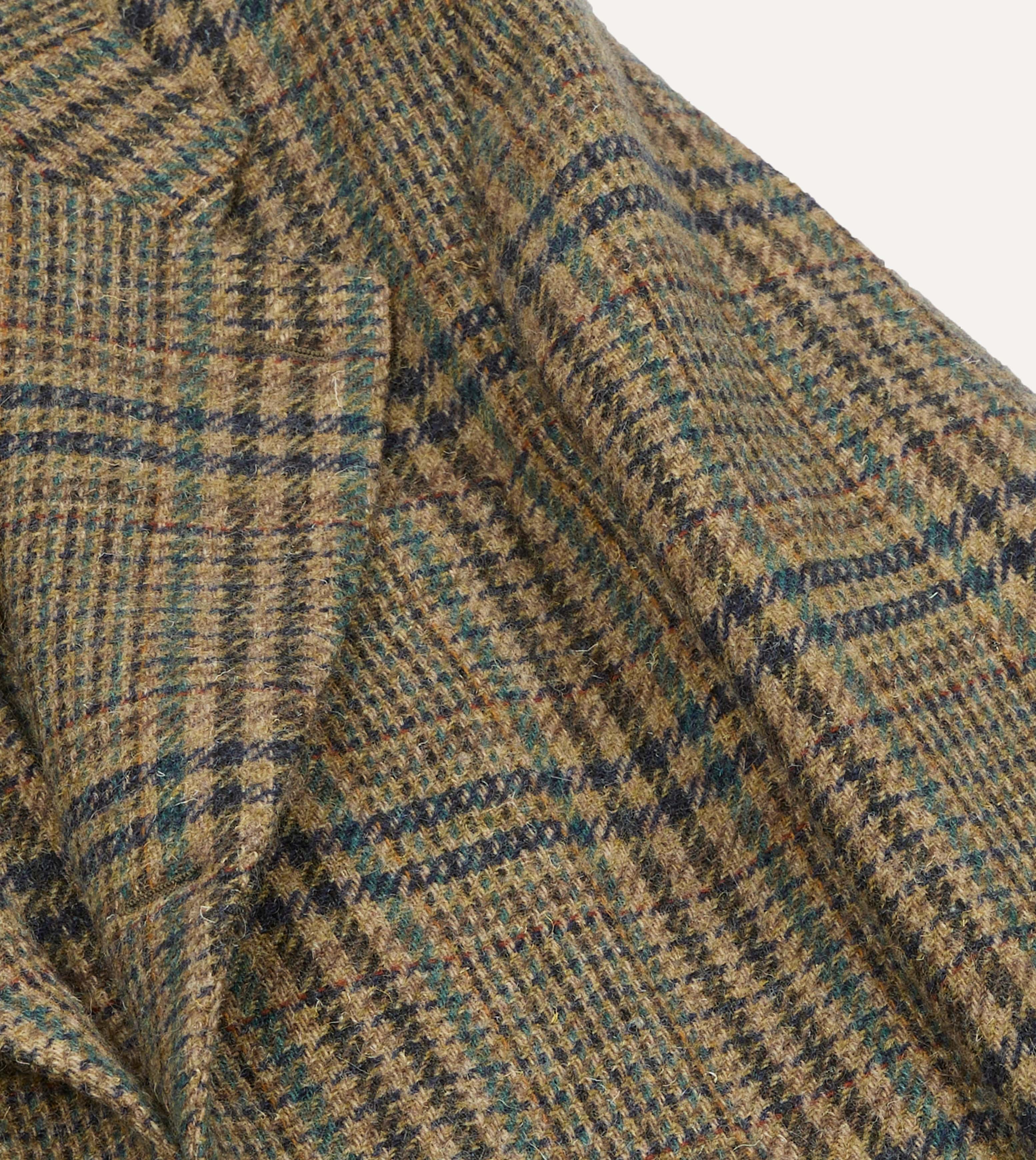 Brown and Teal Prince of Wales Check Tweed Blazer - Image 4