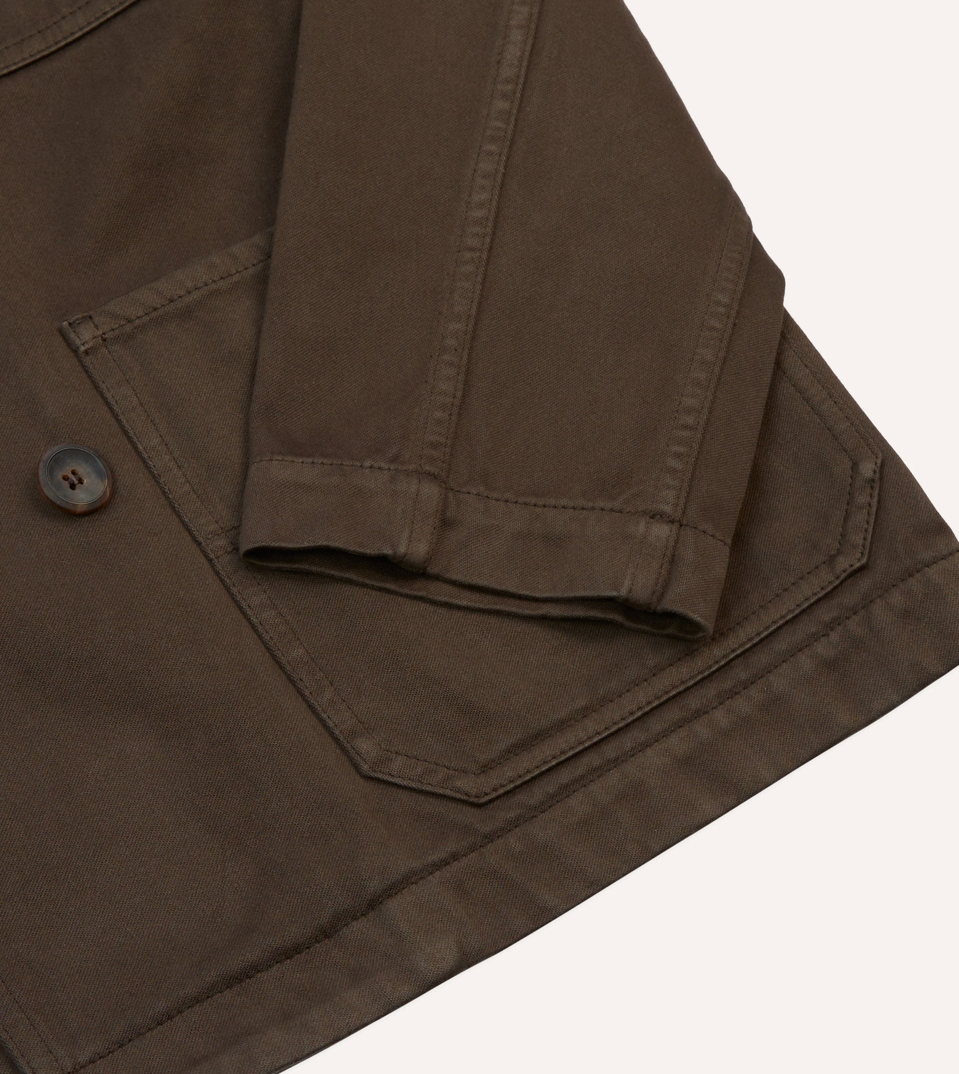 Brown Cotton Double-Breasted Chore Coat - Image 5