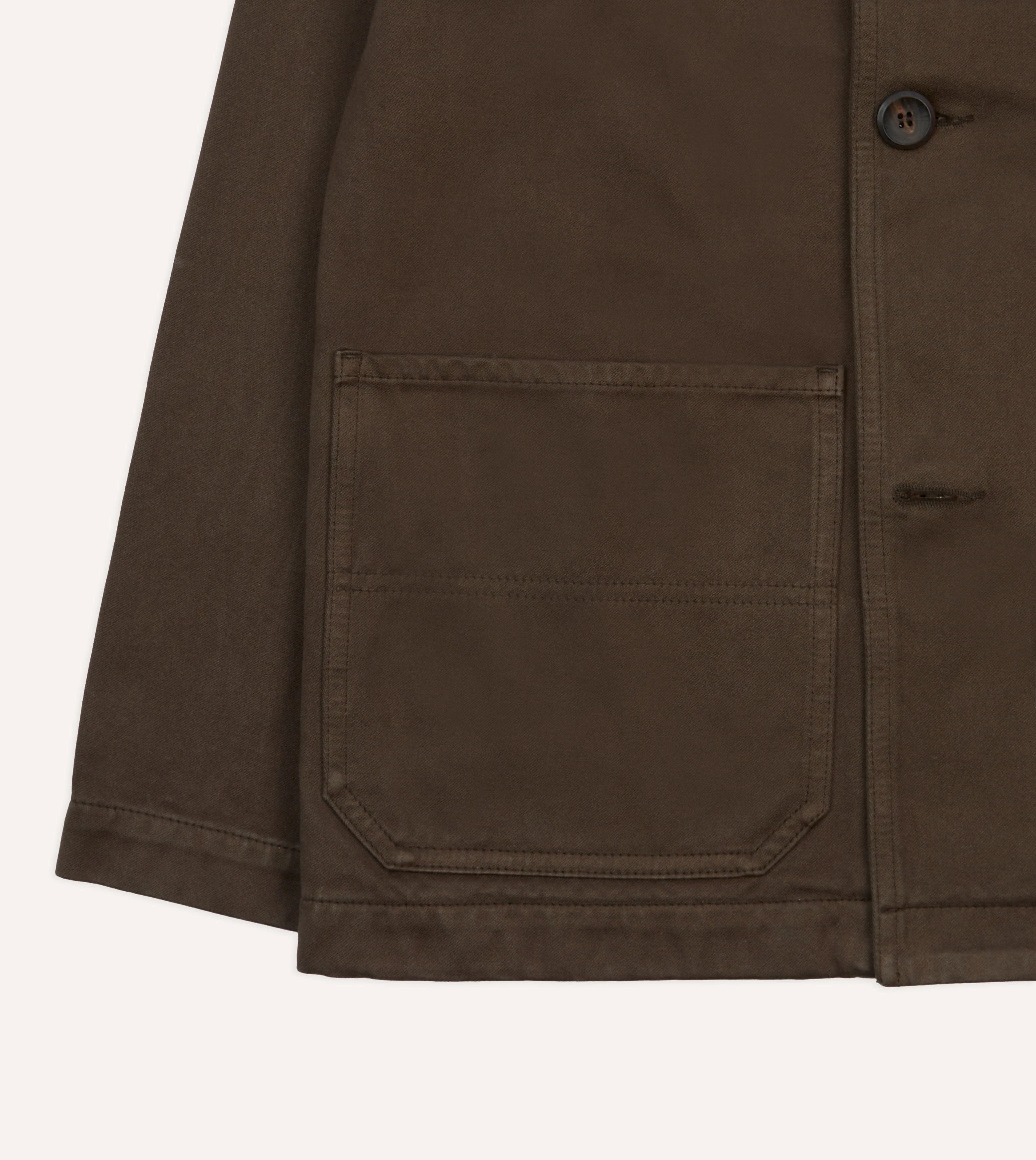 Brown Cotton Double-Breasted Chore Coat - Image 6