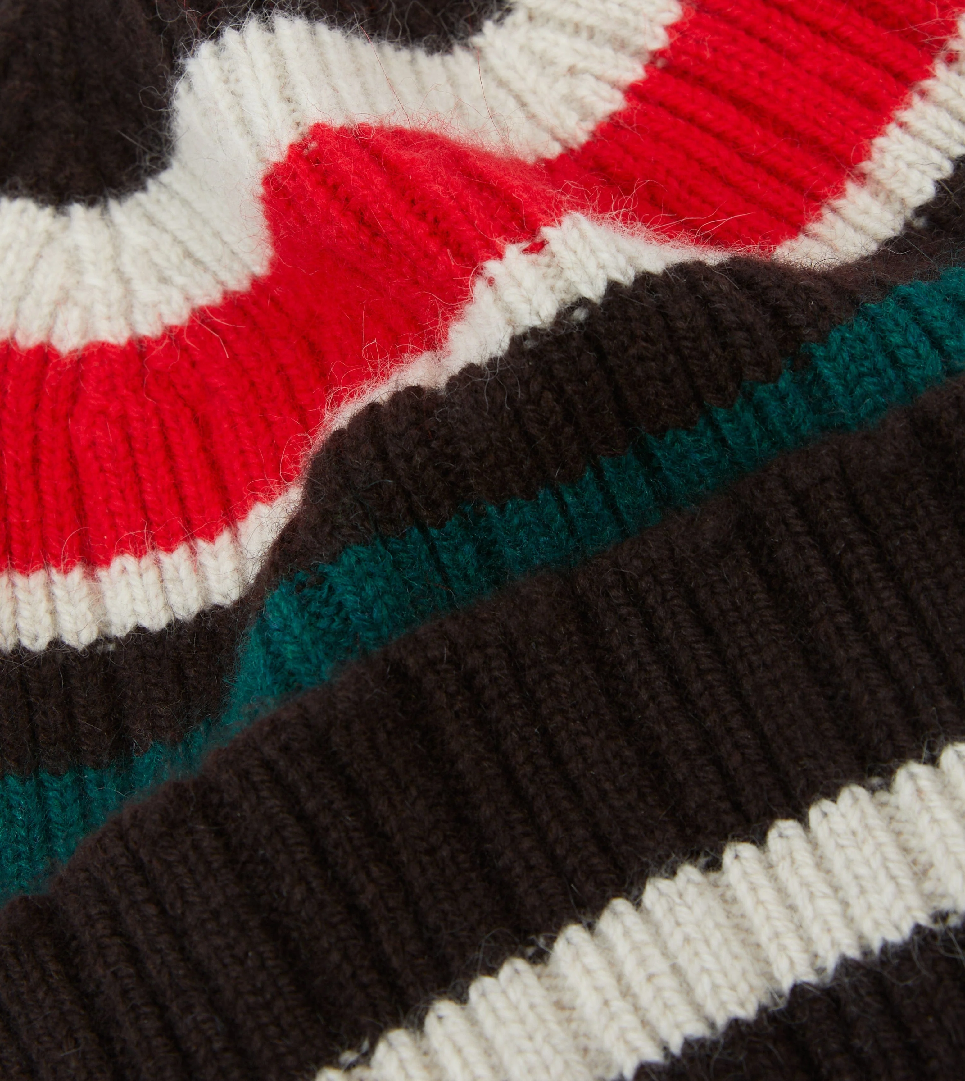 Brown, Ecru and Red Multi Stripe Geelongora Ribbed Knit Cap - Image 2