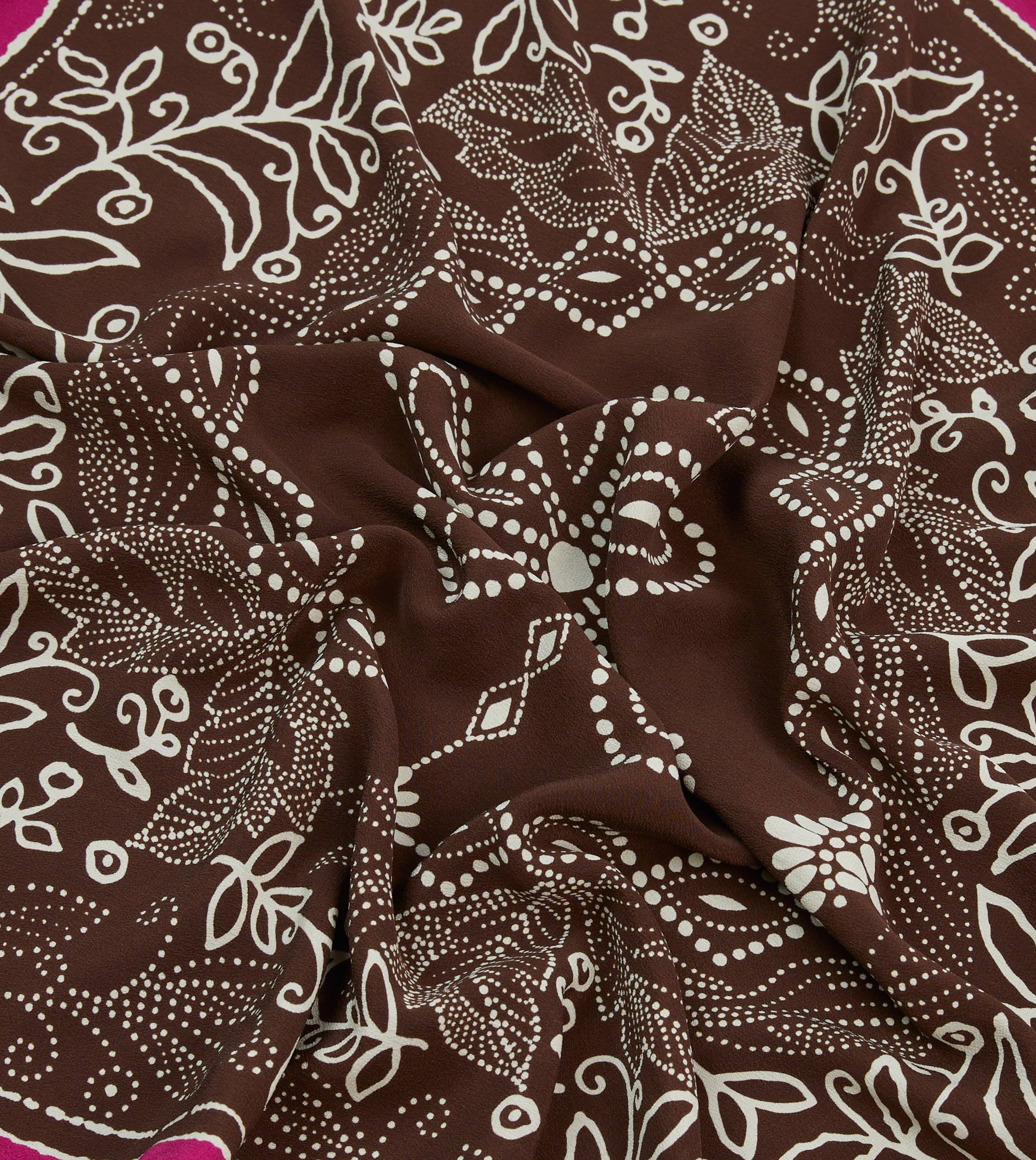 Brown Floral Paisley Print Silk Bandana - Image 2
