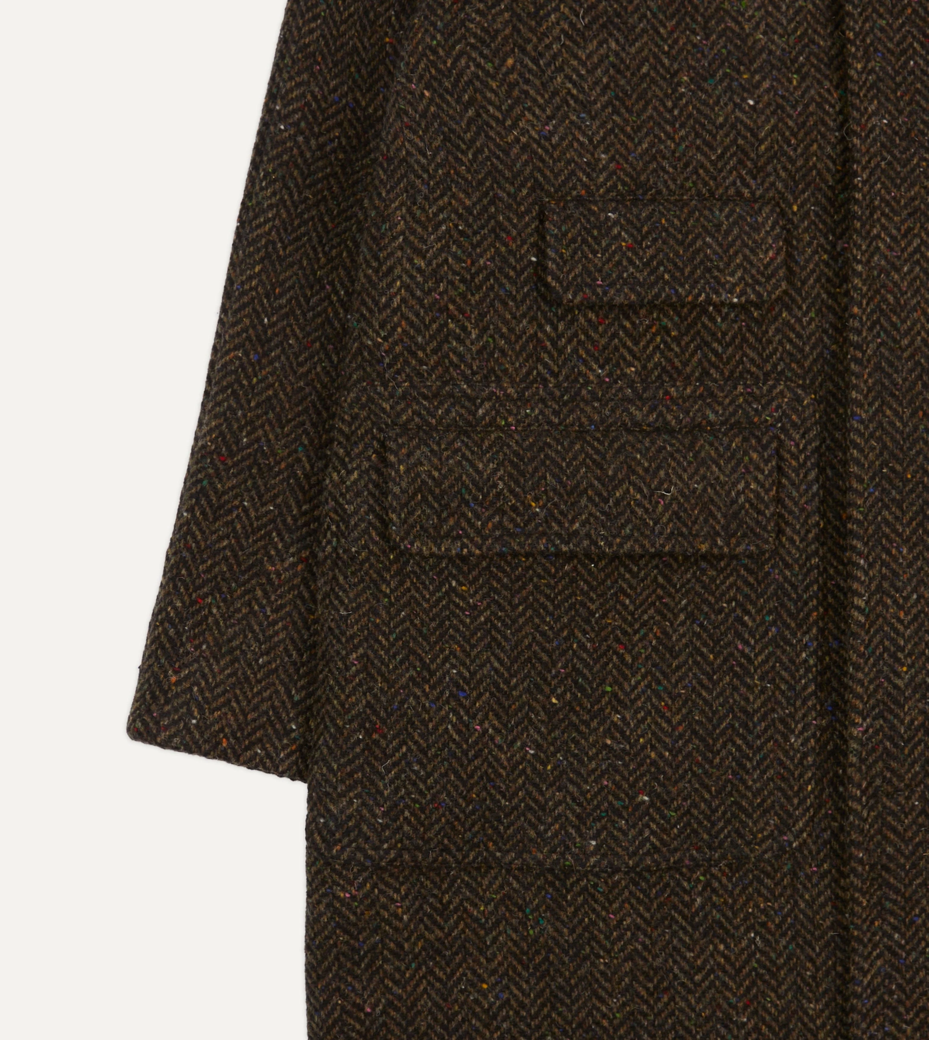 Brown Herringbone Wool Raglan Coat - Image 5