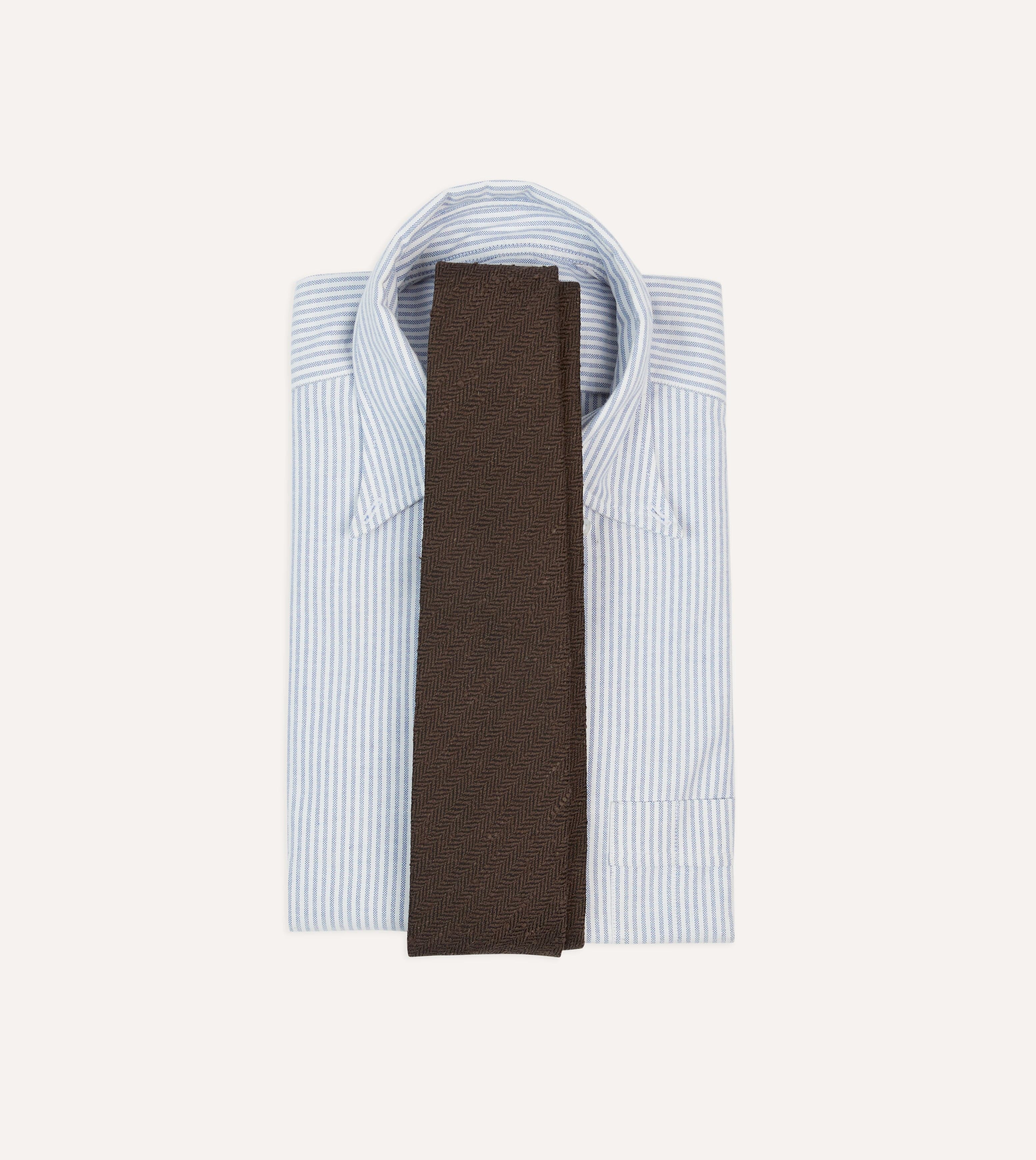Brown Shantung Silk Hand-Rolled Tie - Image 2