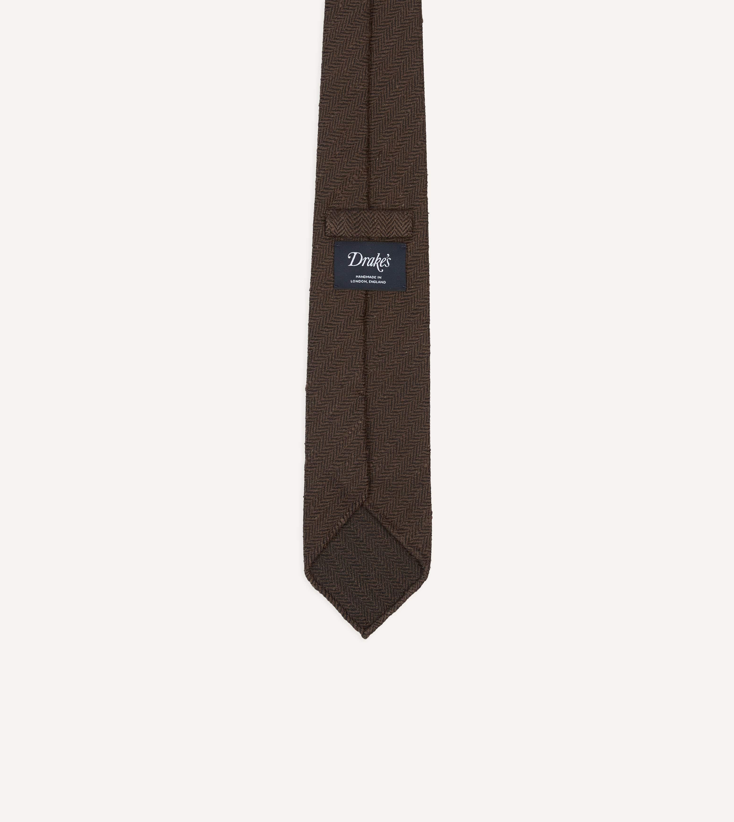 Brown Shantung Silk Hand-Rolled Tie - Image 4