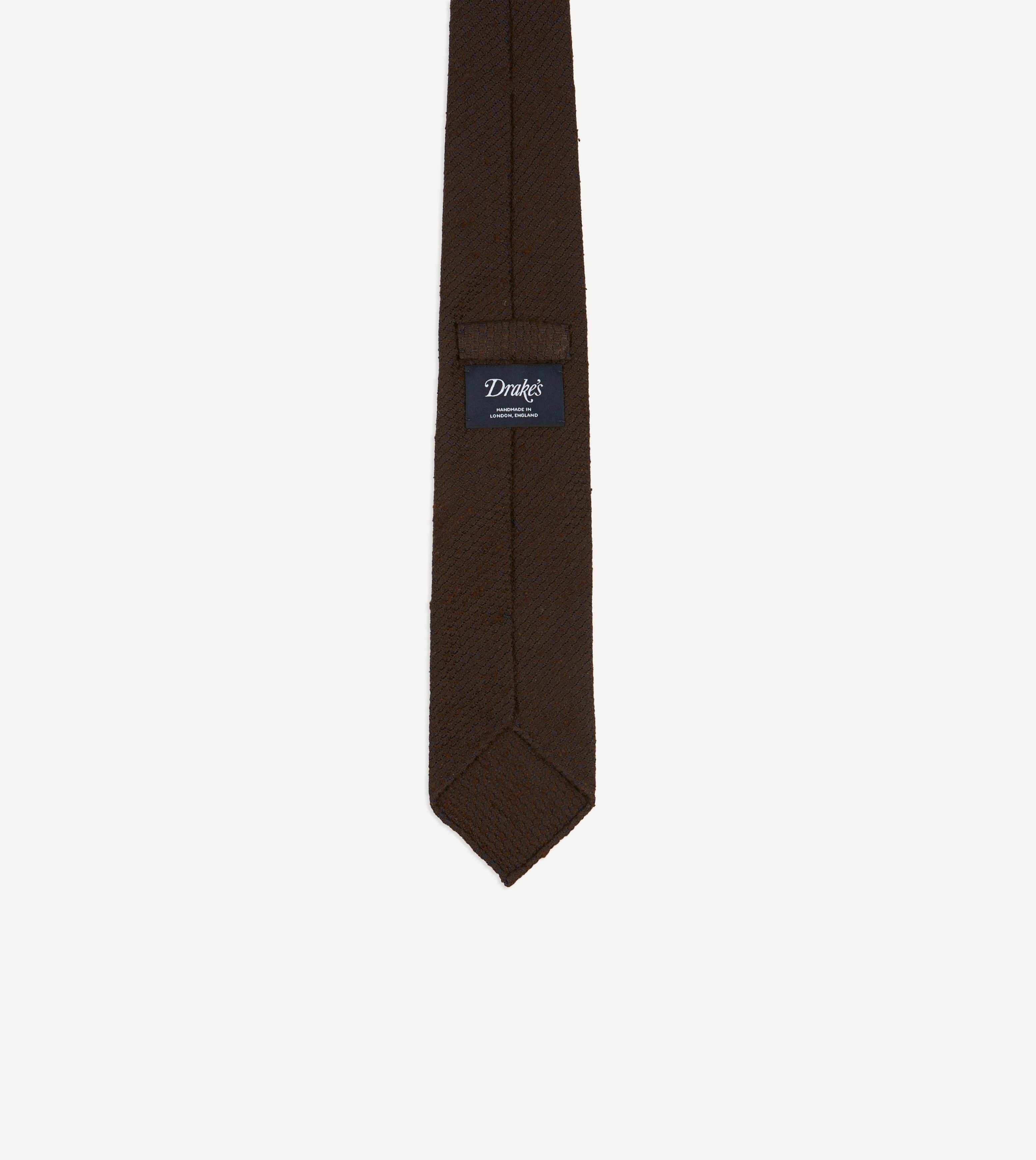 Brown Shantung Silk Hand-Rolled Tie - Image 3