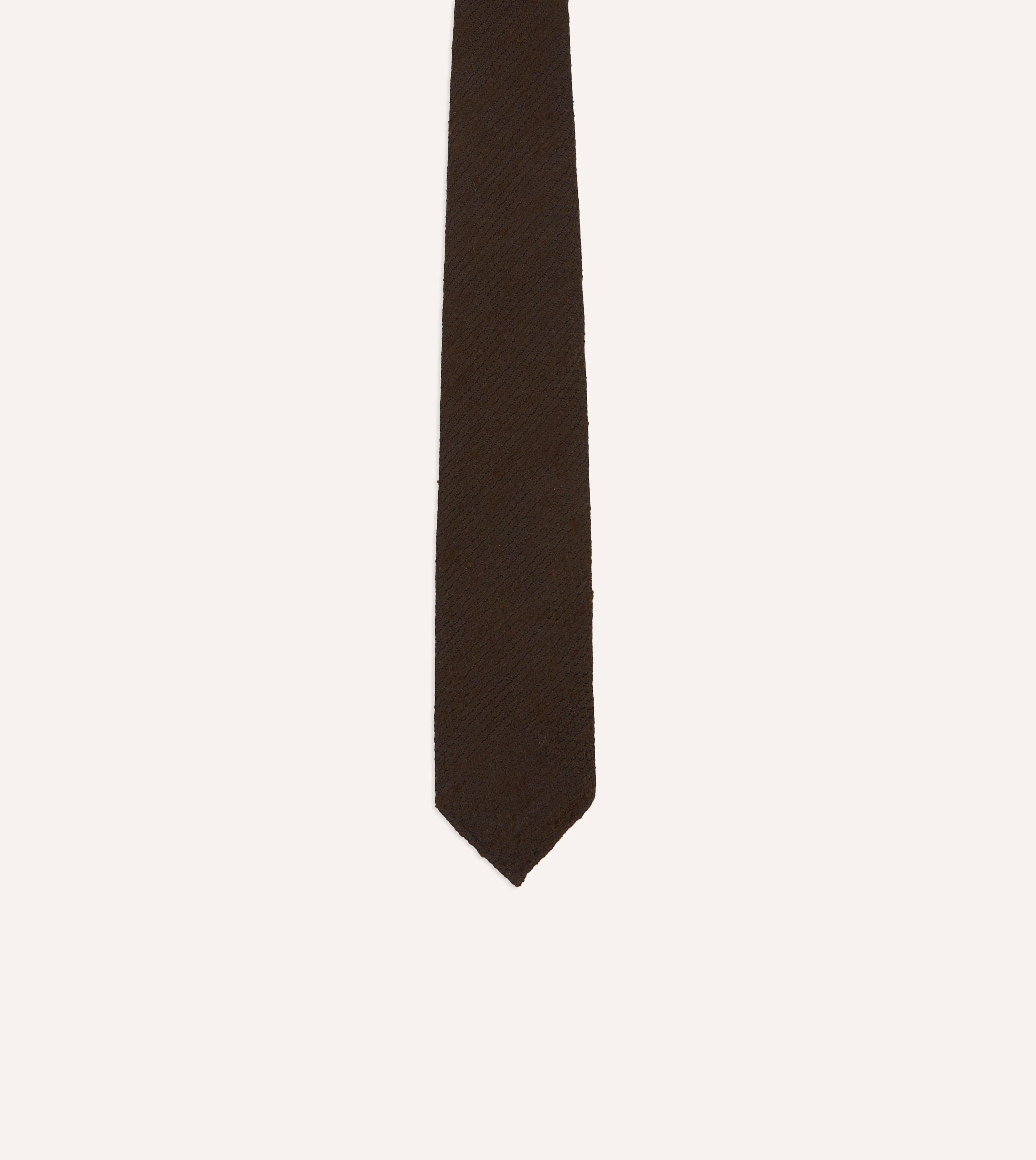 Brown Shantung Silk Hand-Rolled Tie - Image 4