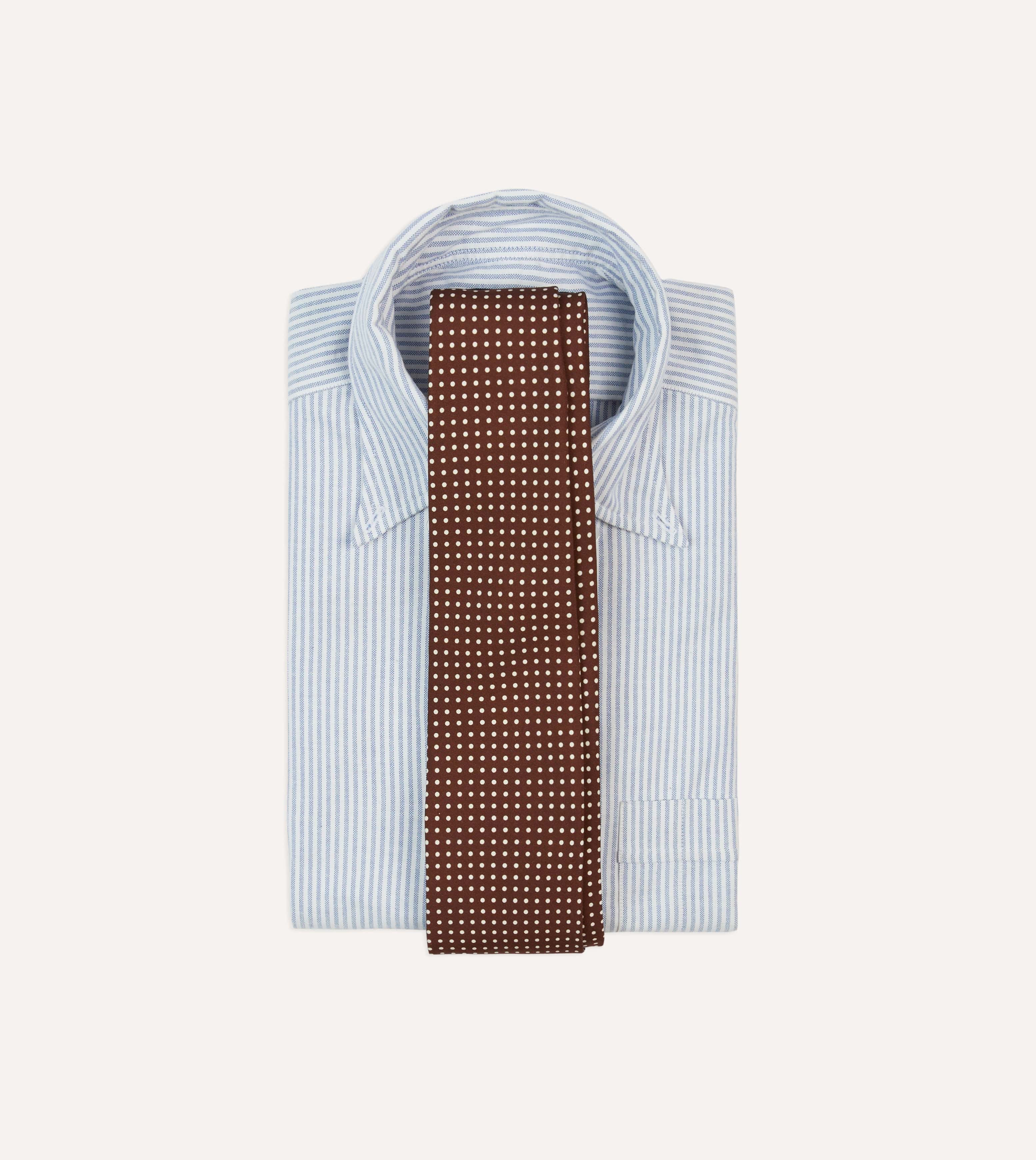 Brown Small Spot Silk Self-Tipped Tie - Image 2