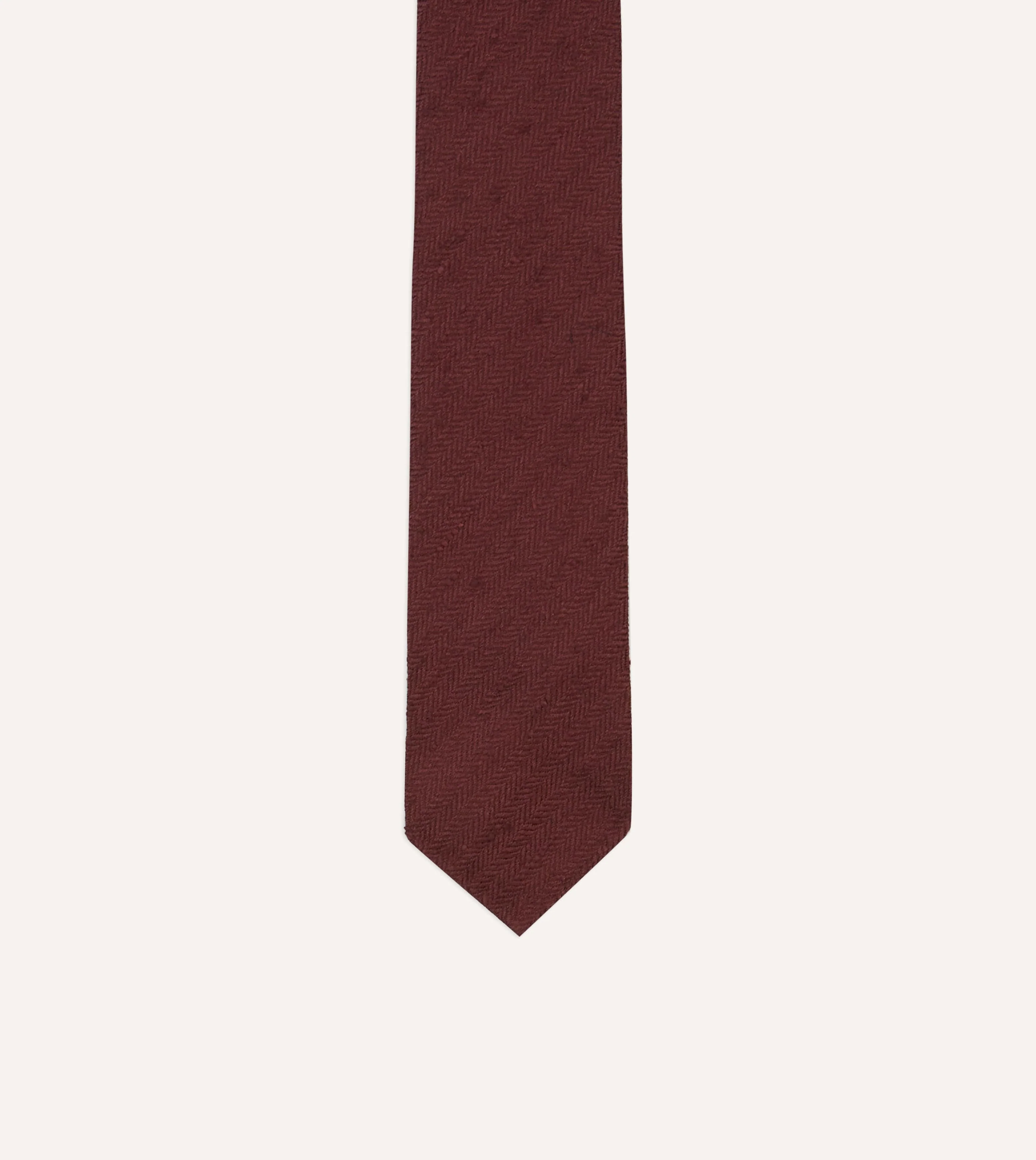 Burgundy Herringbone Shantung Silk Tipped Tie - Image 3