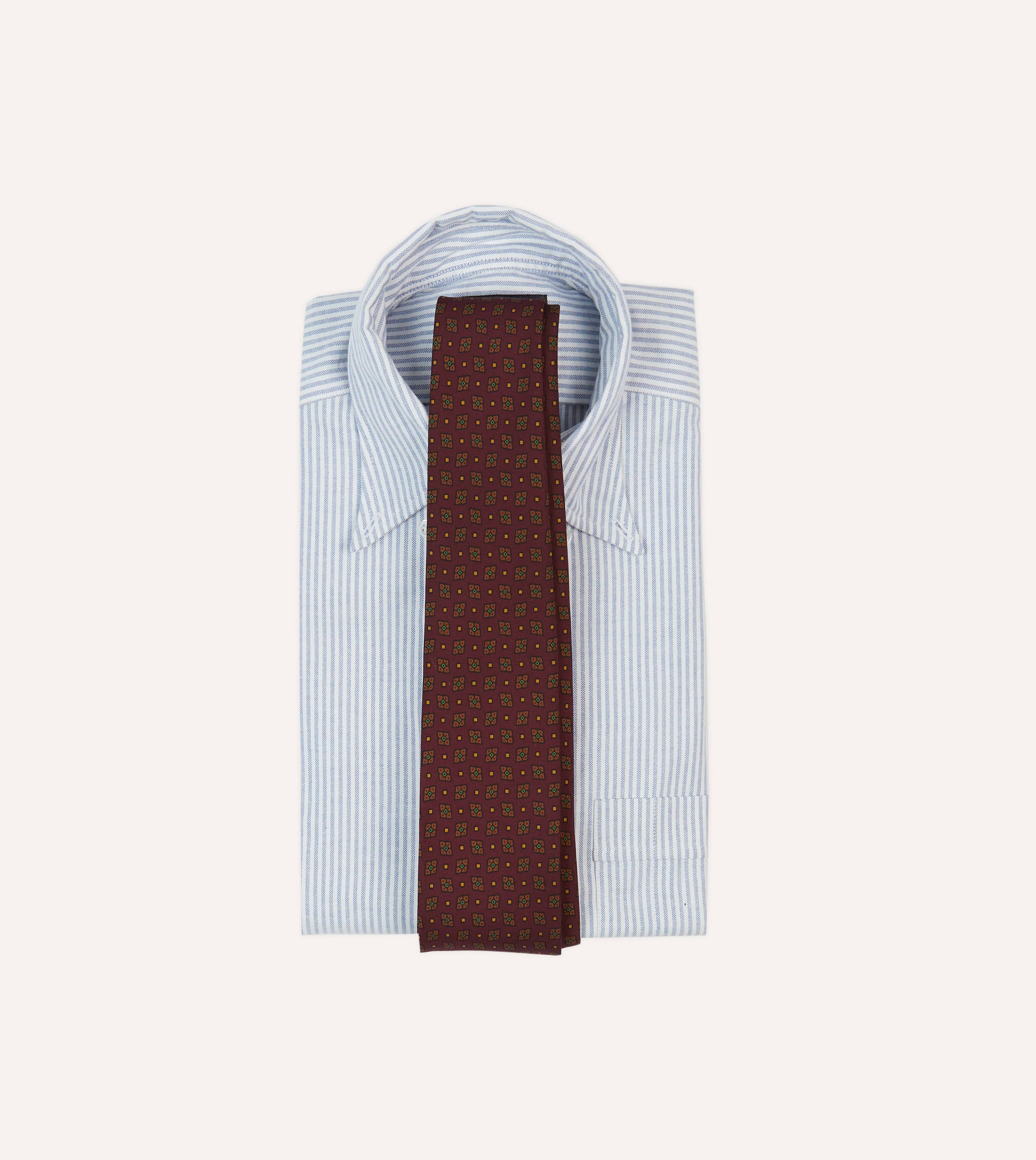 Burgundy Medallion Print Silk Twill Self Tipped Tie - Image 2