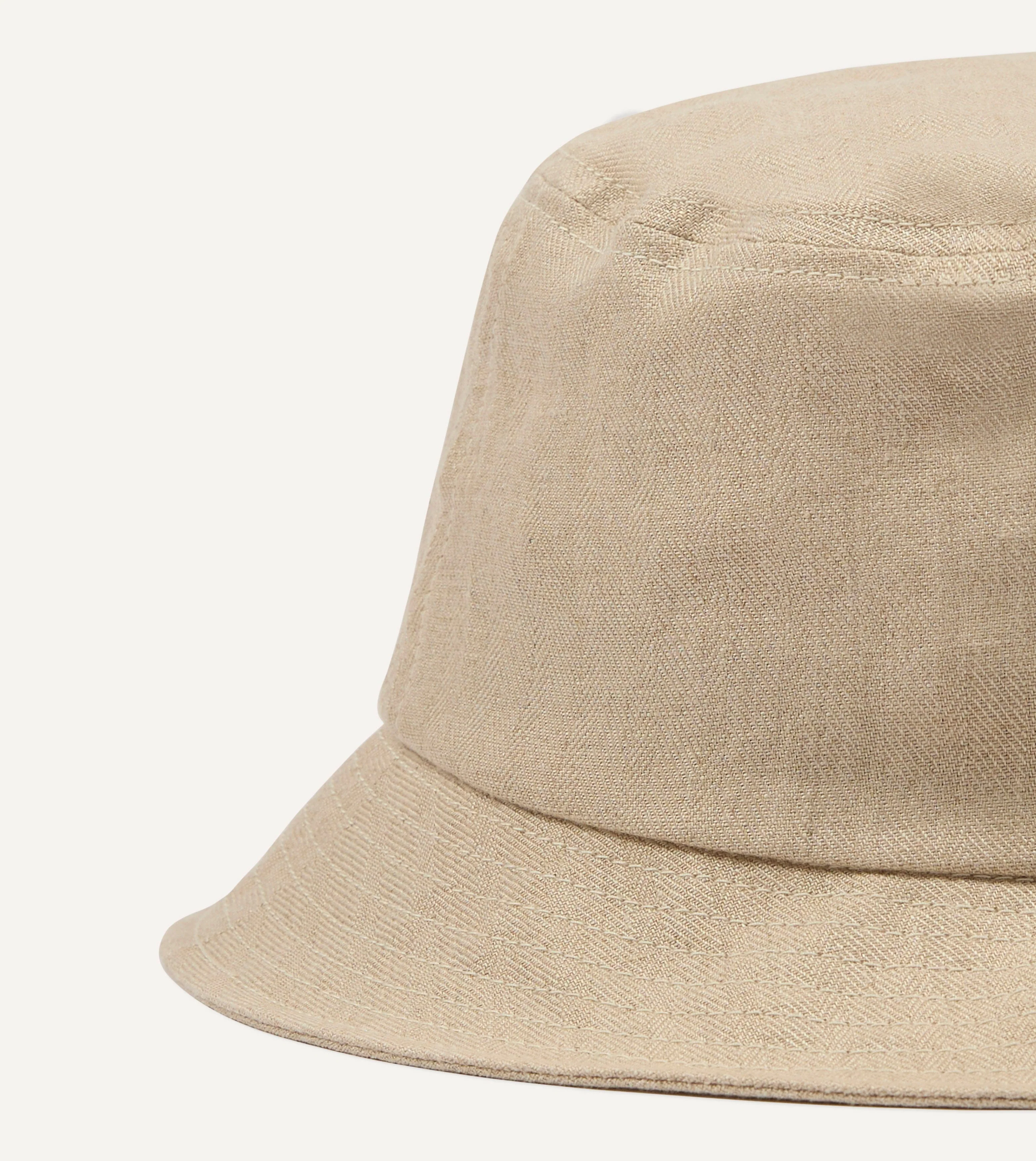 Câbleami Ecru Herringbone Linen Bucket Hat - Image 2