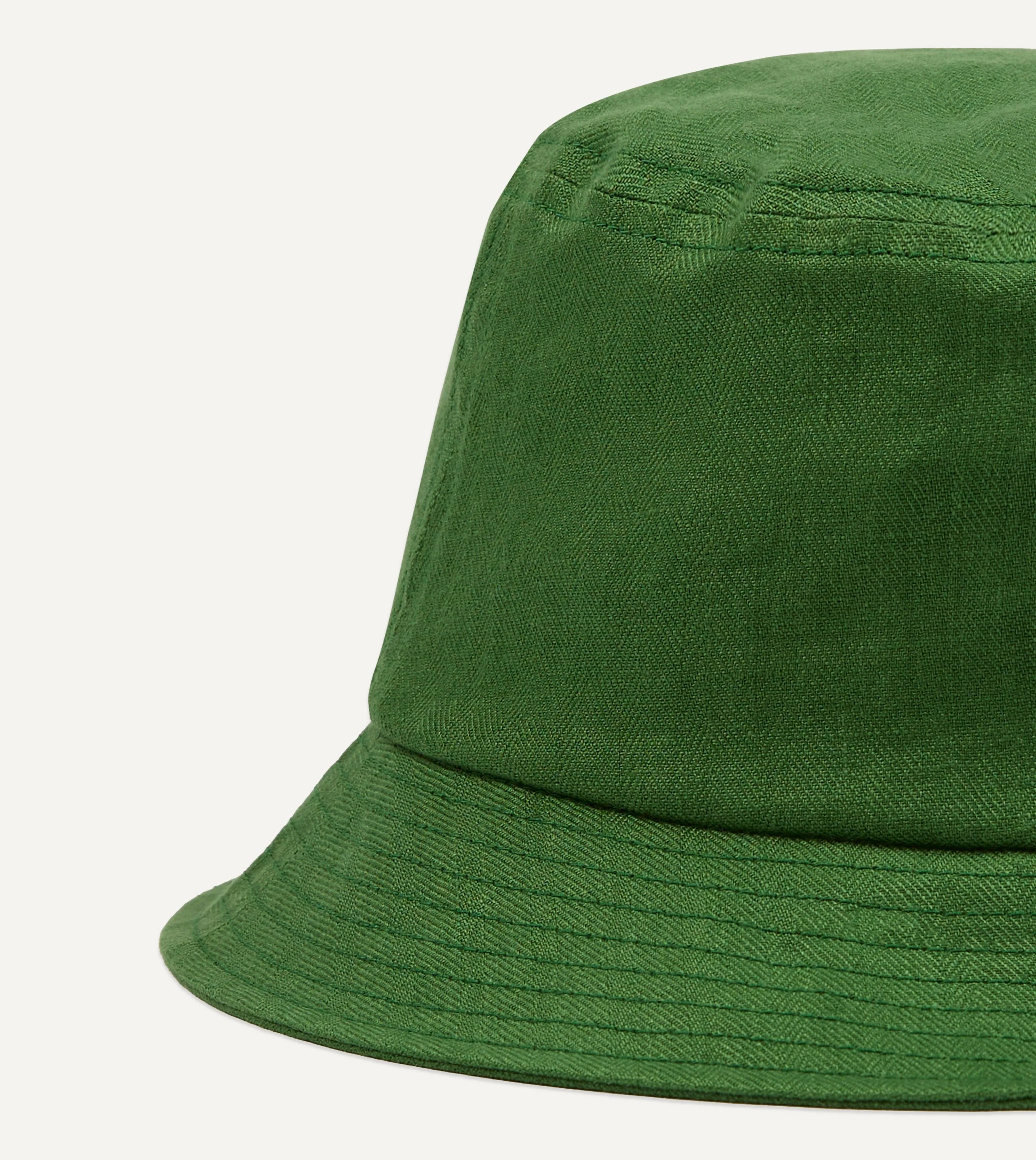 Câbleami Green Herringbone Linen Bucket Hat - Image 2