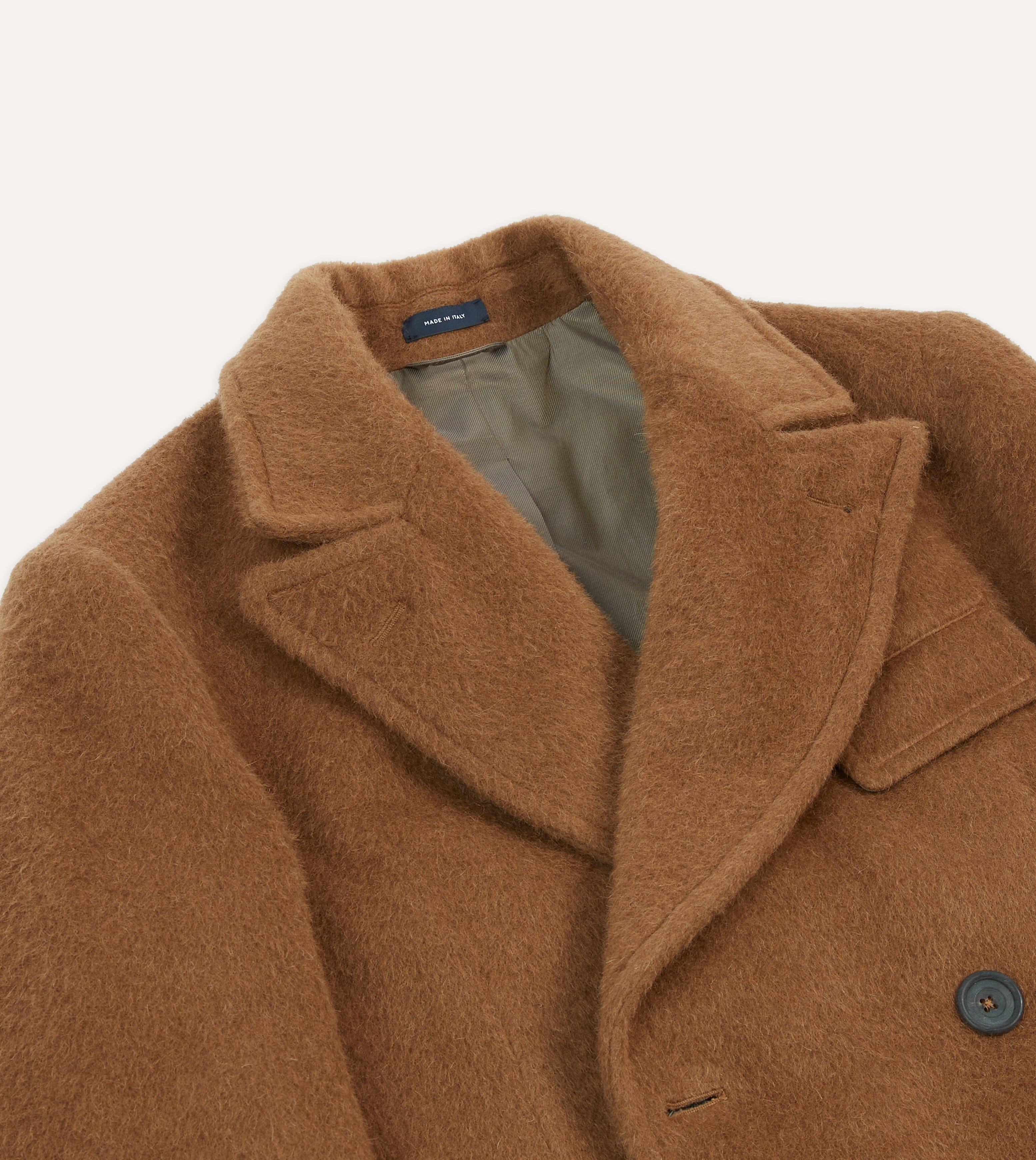 Caramel Double-Breasted Teddy Overcoat - Image 3