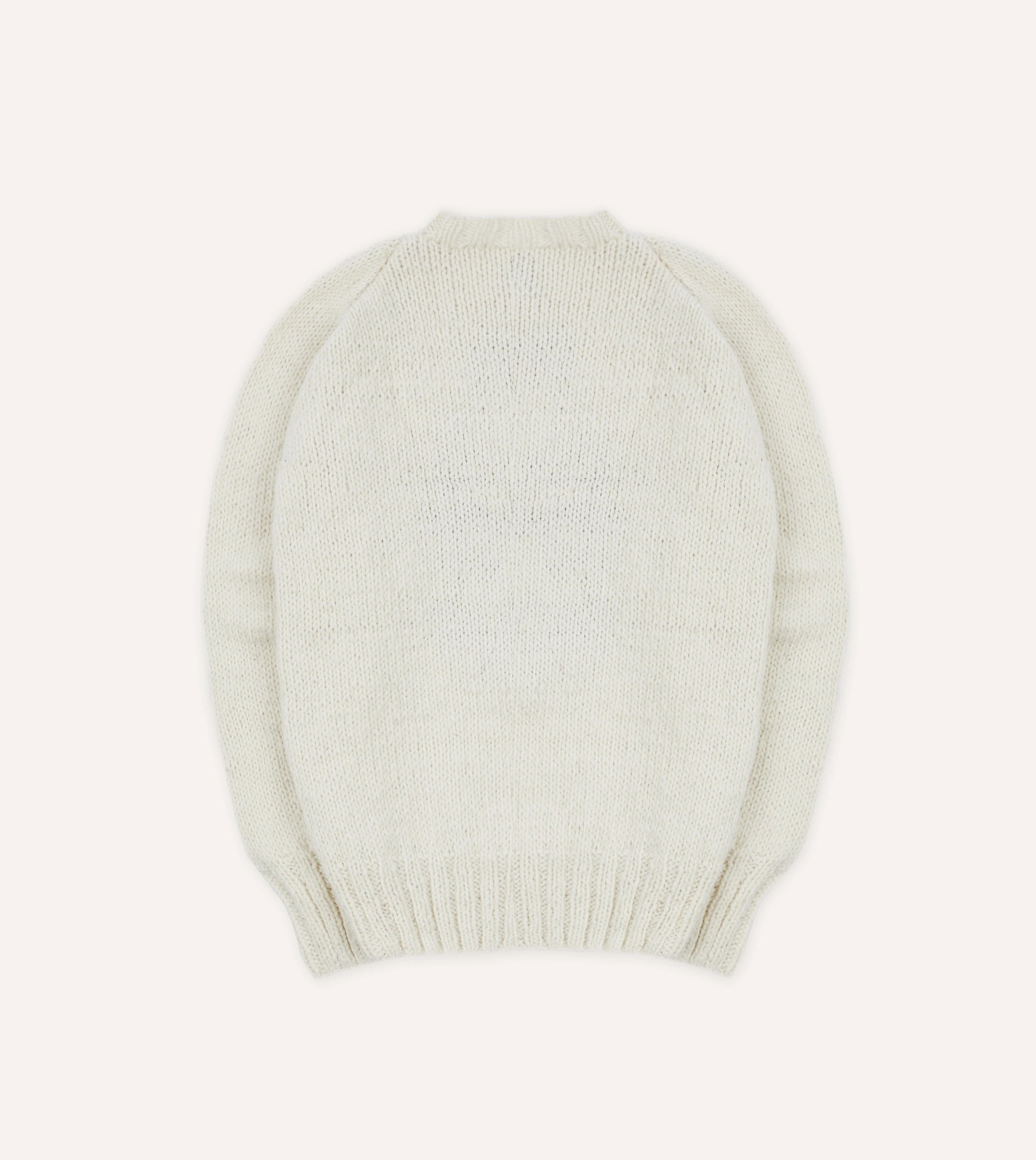 Chamula for Drake's Ecru Avocado Merino Jumper - Image 5