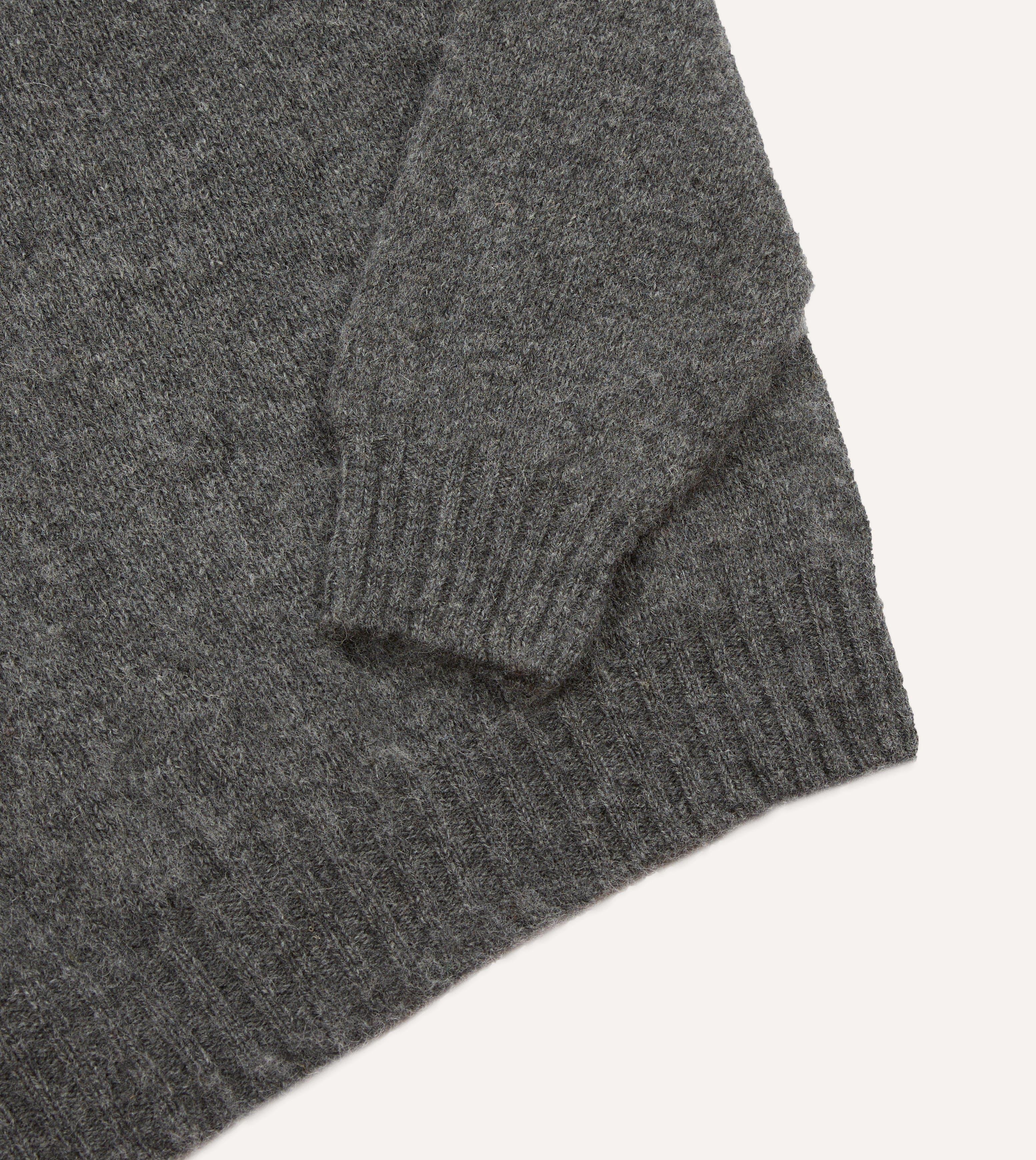 Charcoal Brushed Shetland Crew Neck Jumper - Image 5