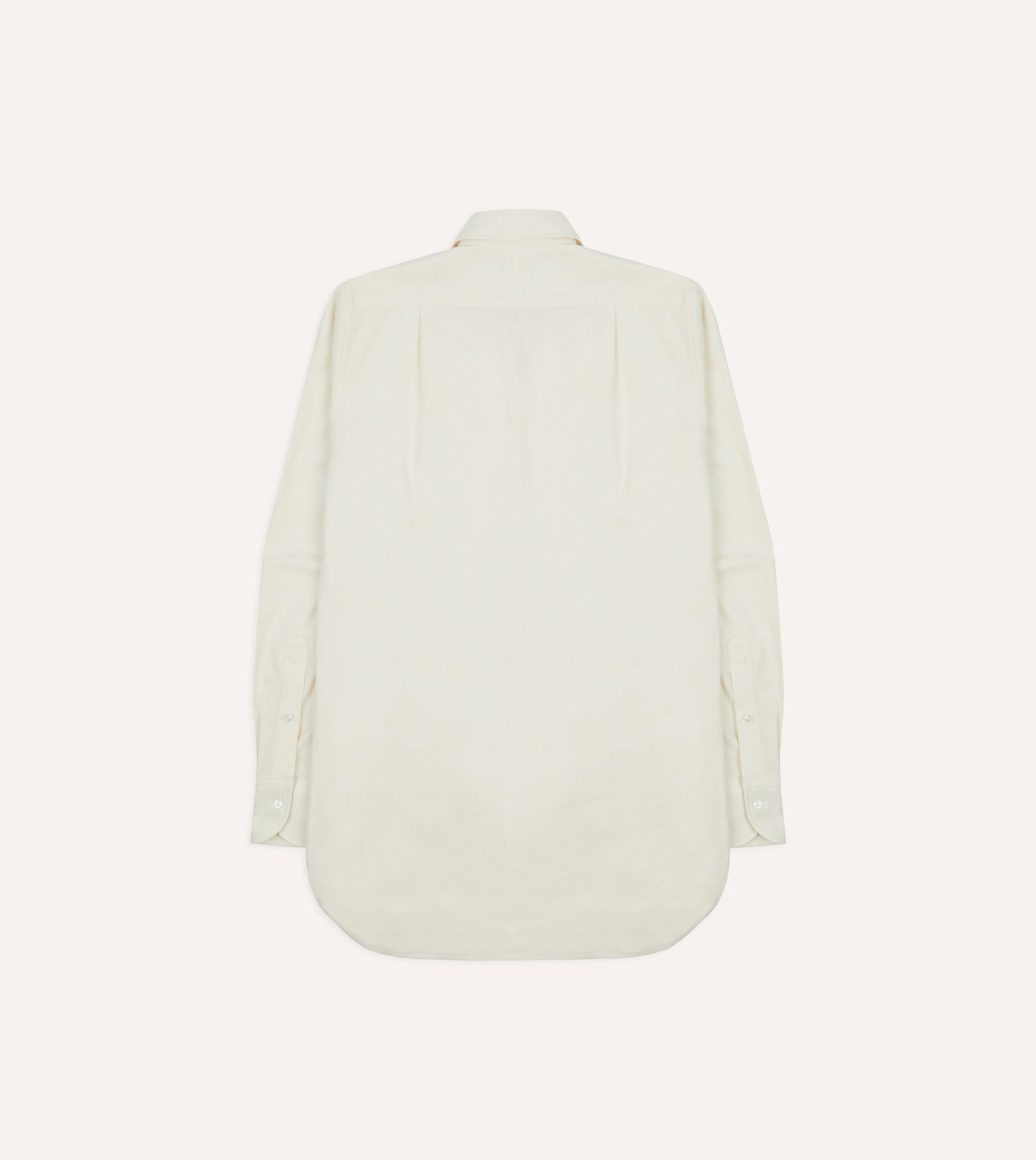 Cream Cotton Oxford Cloth Long Point Collar Shirt - Image 6