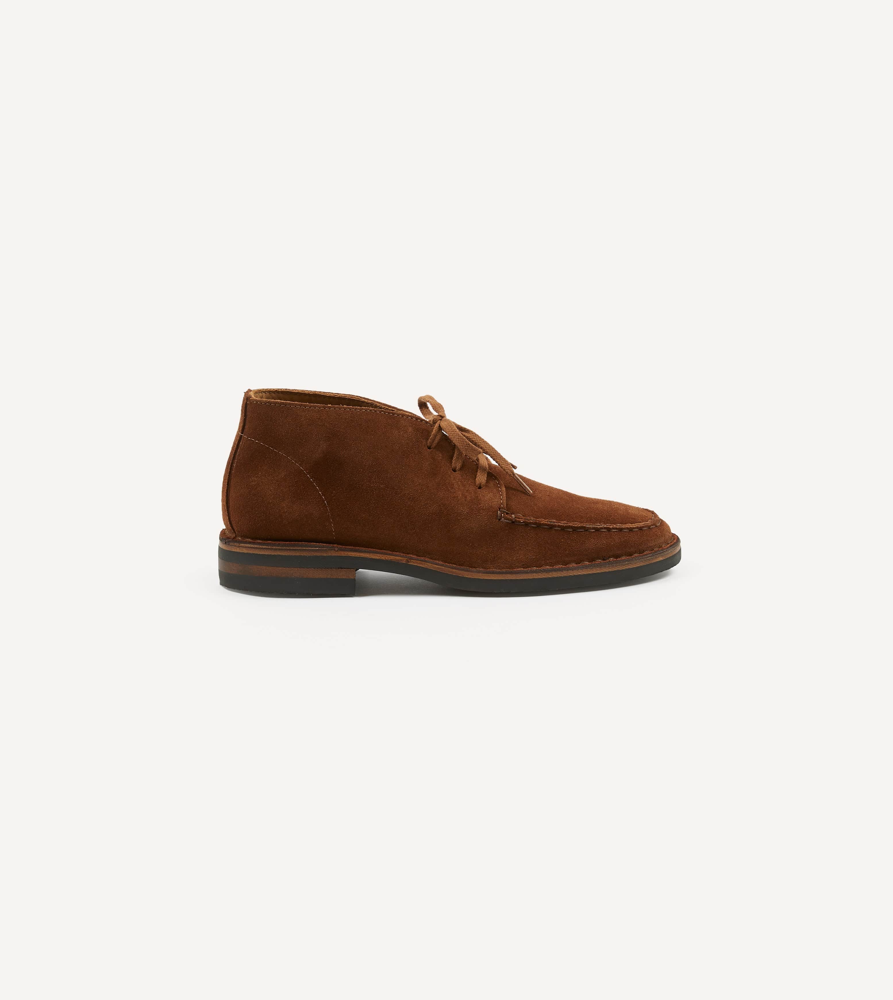 Crosby Moc-Toe Chukka Boot Light Brown Roughout Suede with Rubber Sole - Image 6