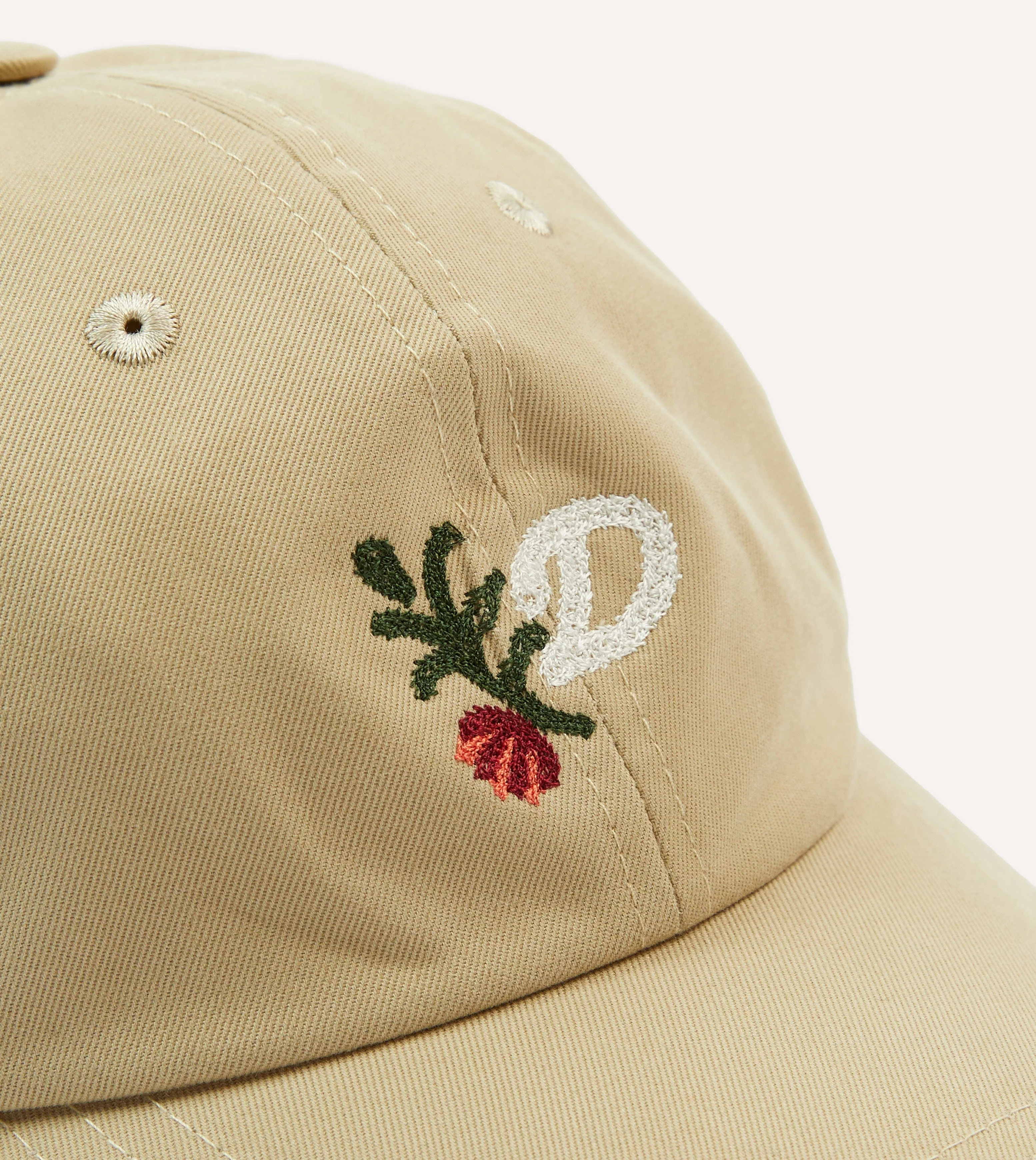 'D' Flower Emblem Cotton Twill Baseball Cap - Image 3