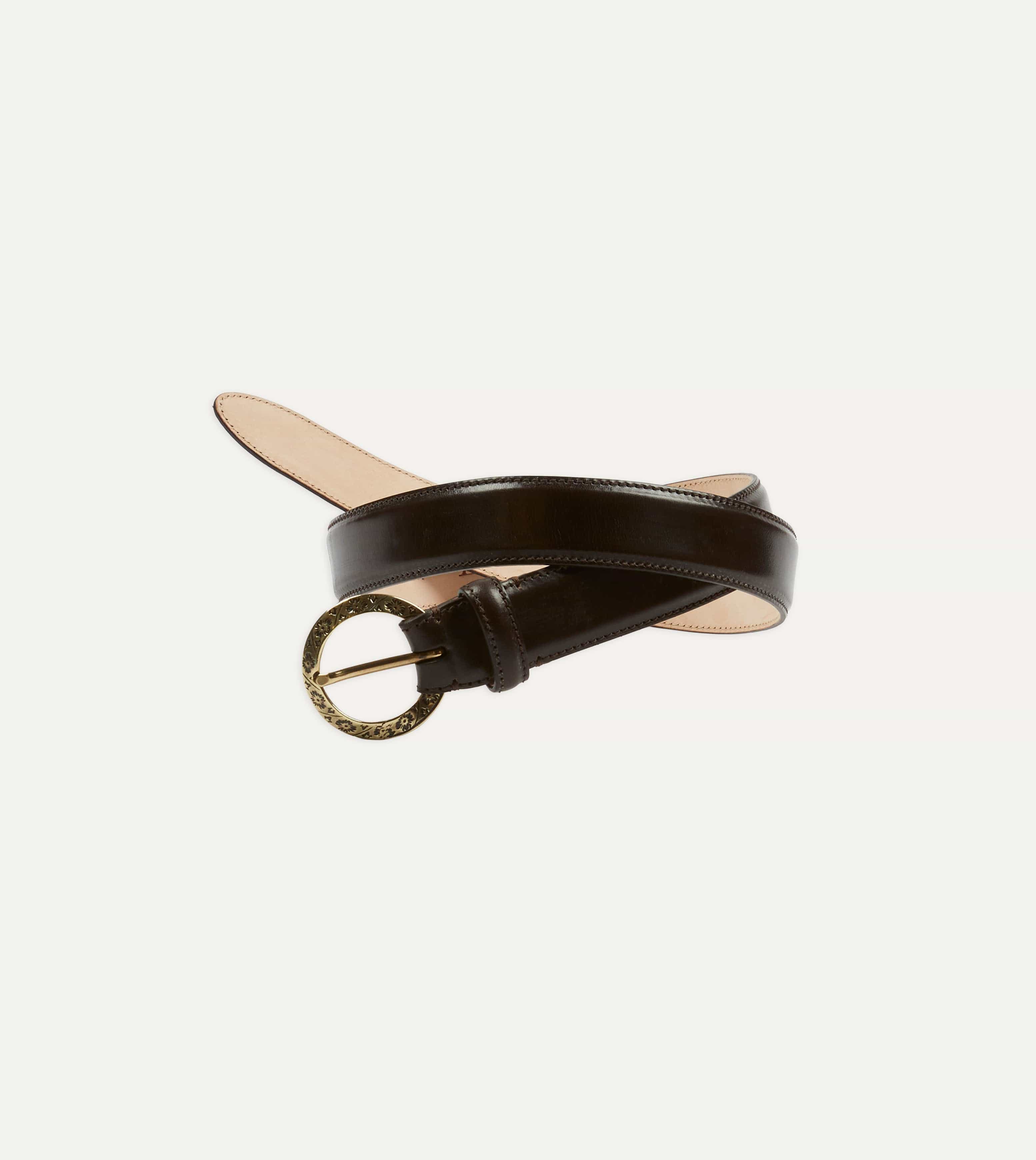 Dark Brown Bridle Calf Leather Western Belt - Image 6