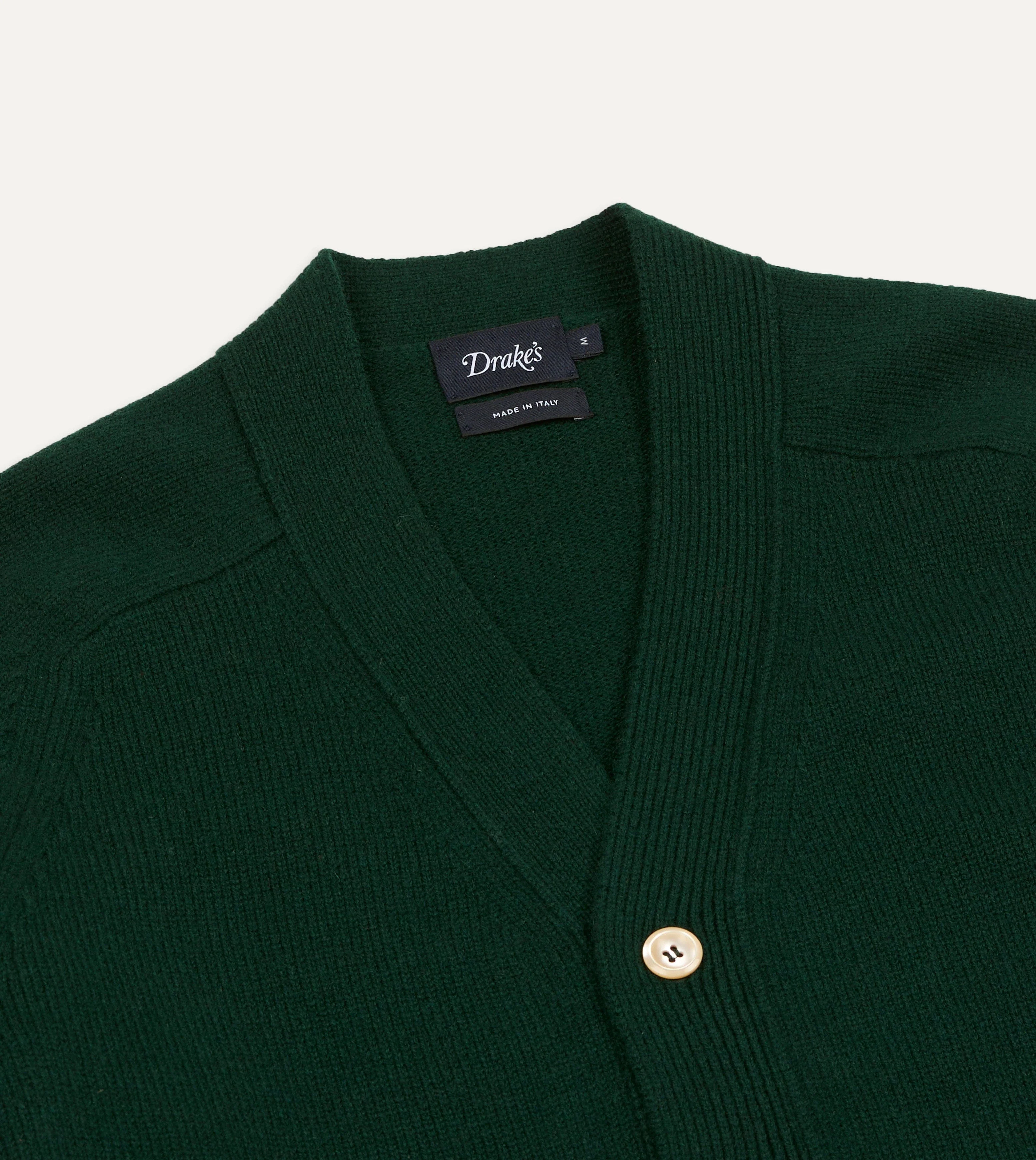 Dark Green Lambswool 6 Button Cardigan - Image 3