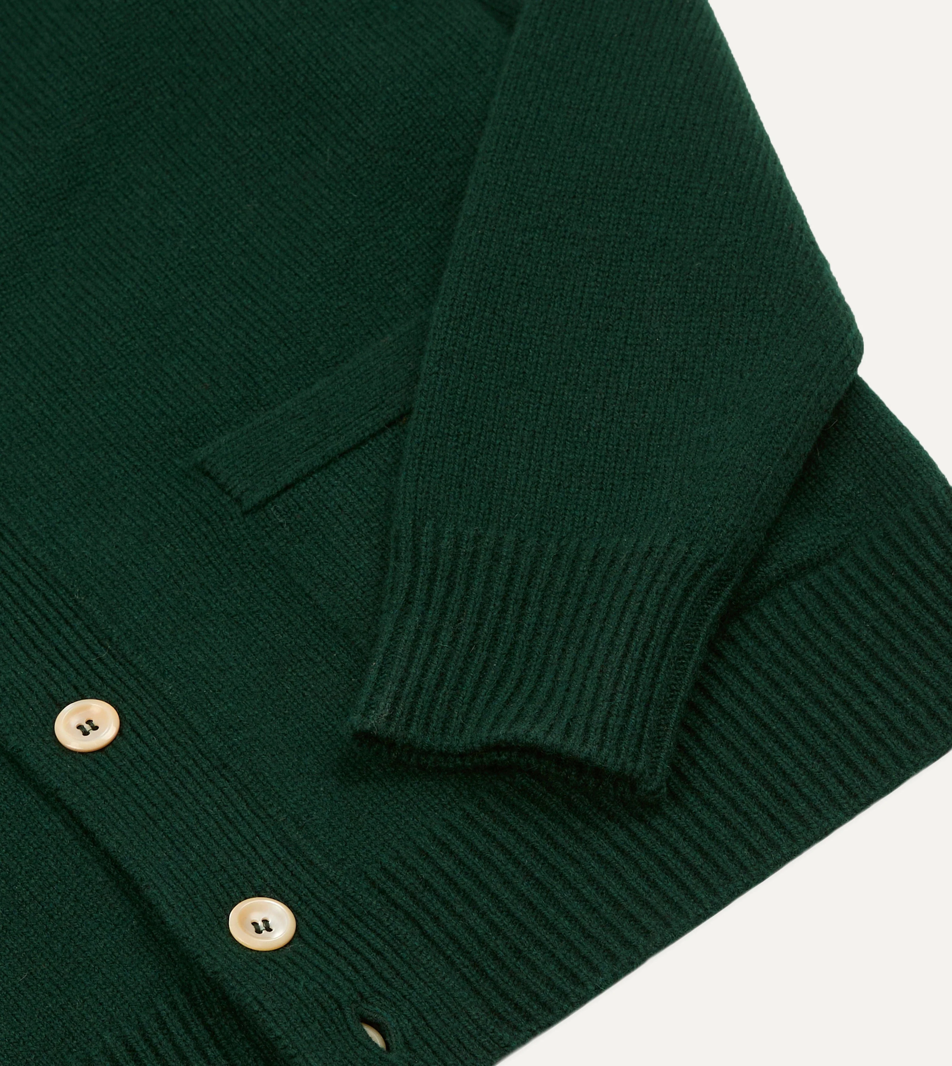 Dark Green Lambswool 6 Button Cardigan - Image 4