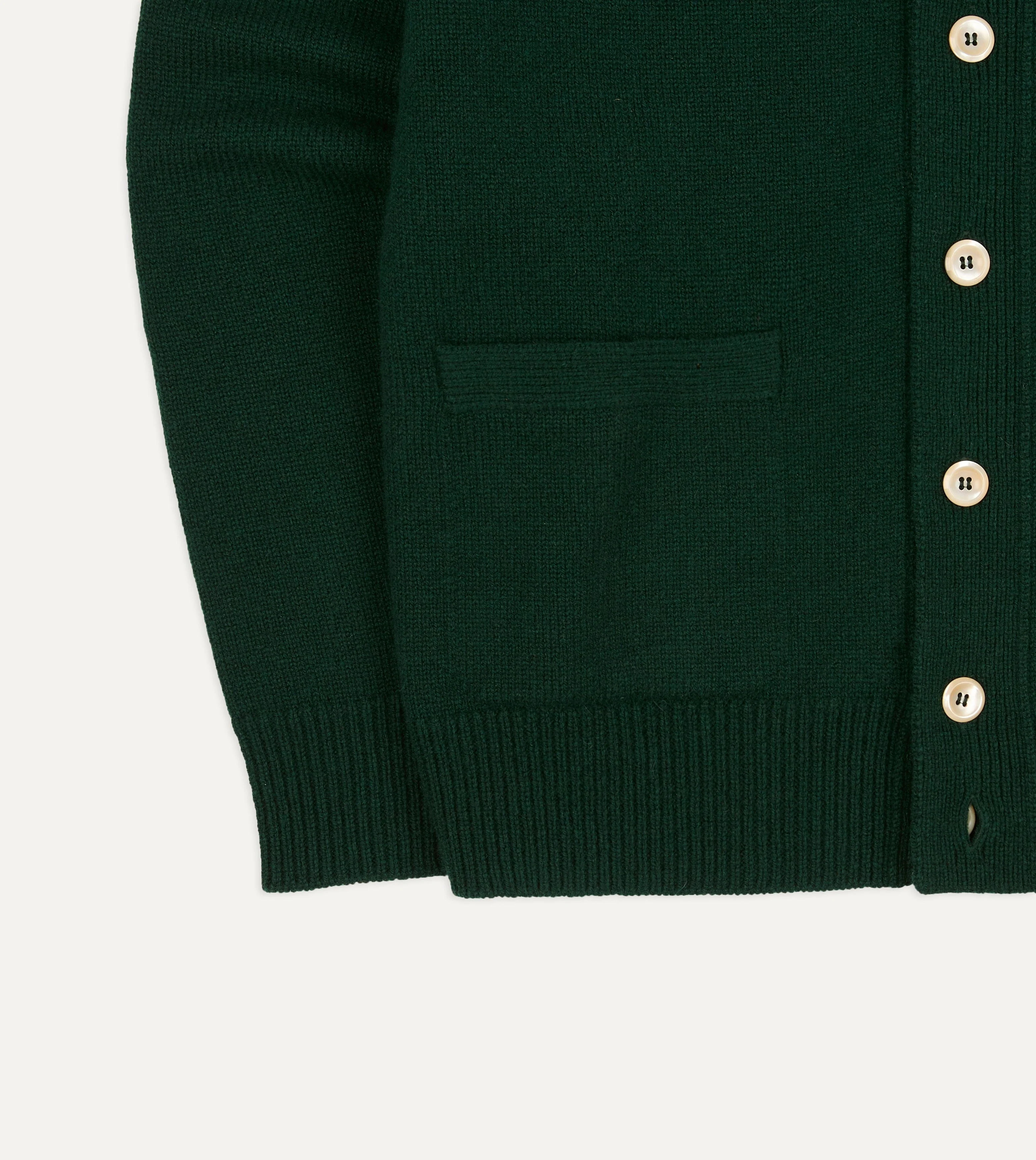 Dark Green Lambswool 6 Button Cardigan - Image 5