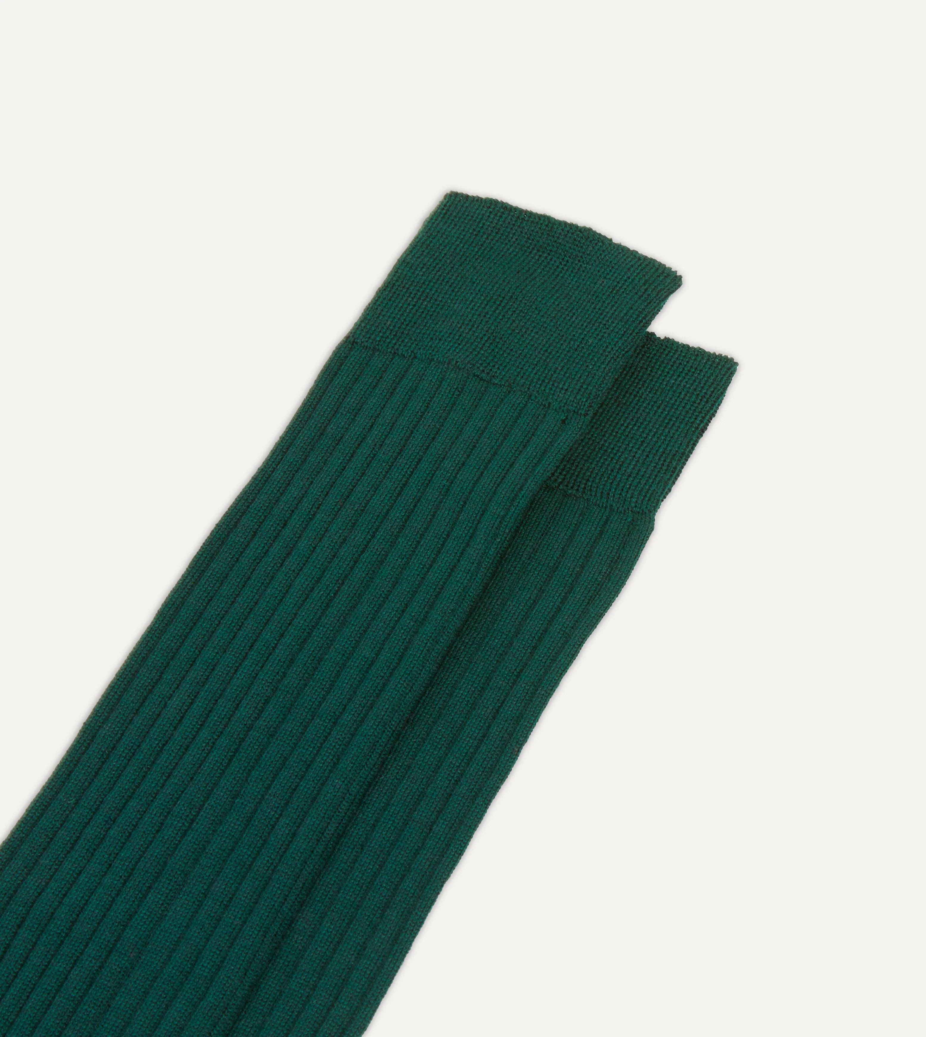 Dark Green Wool Over-the-Calf Socks - Image 3